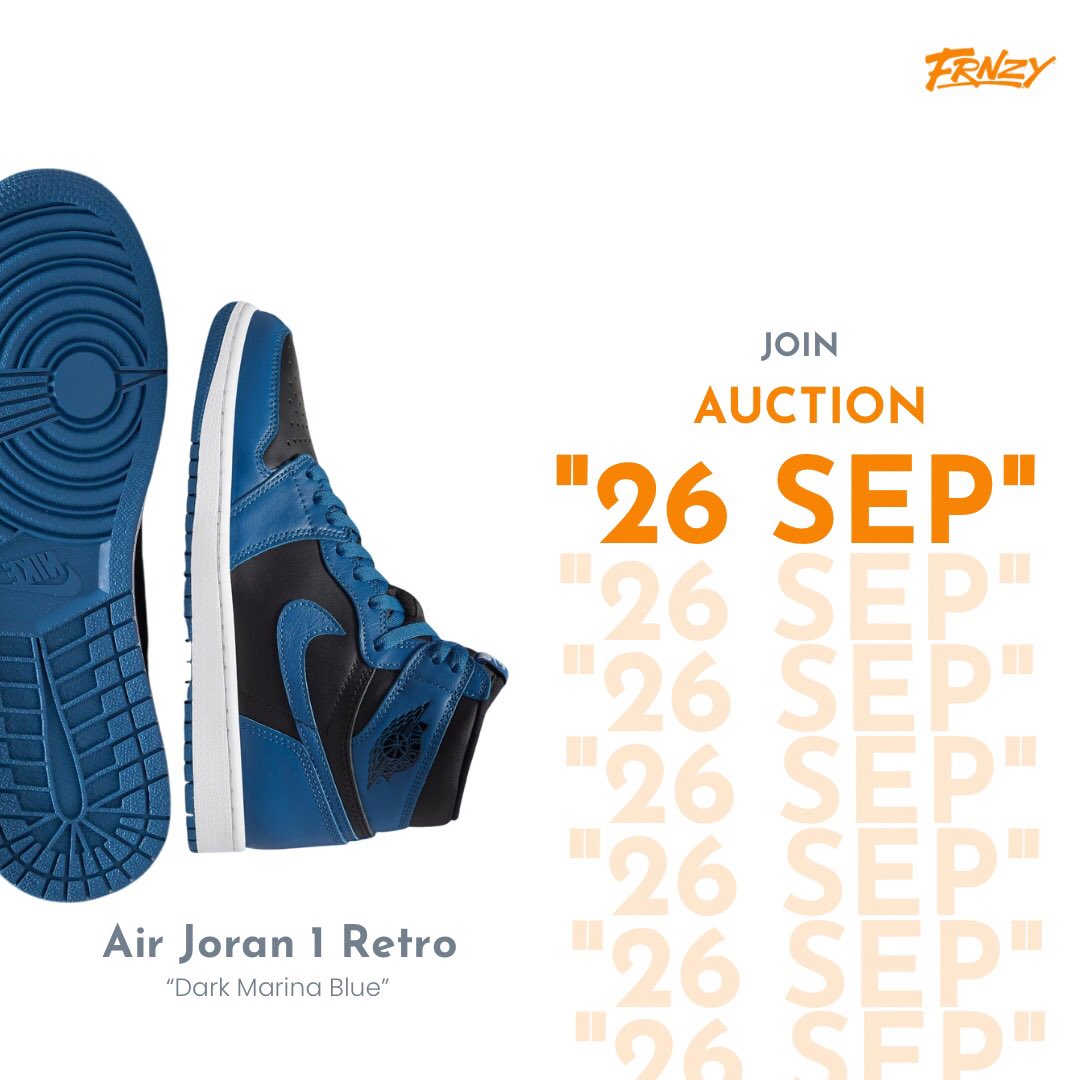 FRNZYLiveShop's tweet photo. The Air Jordan 1 retro high OG “Dark Marina Blue” is up for auction today “DOWNLOAD FRNZY APP” to join auction 

#offwhiteairforce1 #offwhite  #offwhitenike #nikeoffwhite #offwhitesneakers #nike #nikedunk #nikedunks #gotem #kicksoftheday #kanyewest #yeezy #hypebeast #FRNZY https://t.co/XTqLZBqgmx
