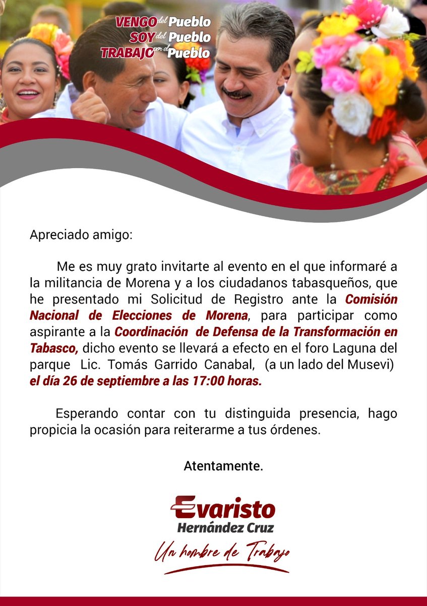 Marcoadionicio's tweet image. Hoy te esperamos, amigo simpatizante de @EvaristoHdzCruz a las 5 de la tarde, por el musevi