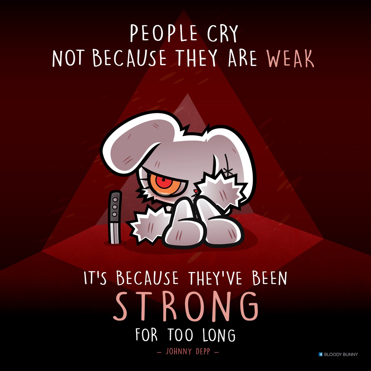 bloodybunny's tweet photo. Crying doesn't always mean you're WEAK...🔪 #bloodybunny #2spotstudio #character #bunny #SeriousKuma #characterart #characterdesign  #life #quote #cry #sad #strong https://t.co/5yhsHbIbHO
