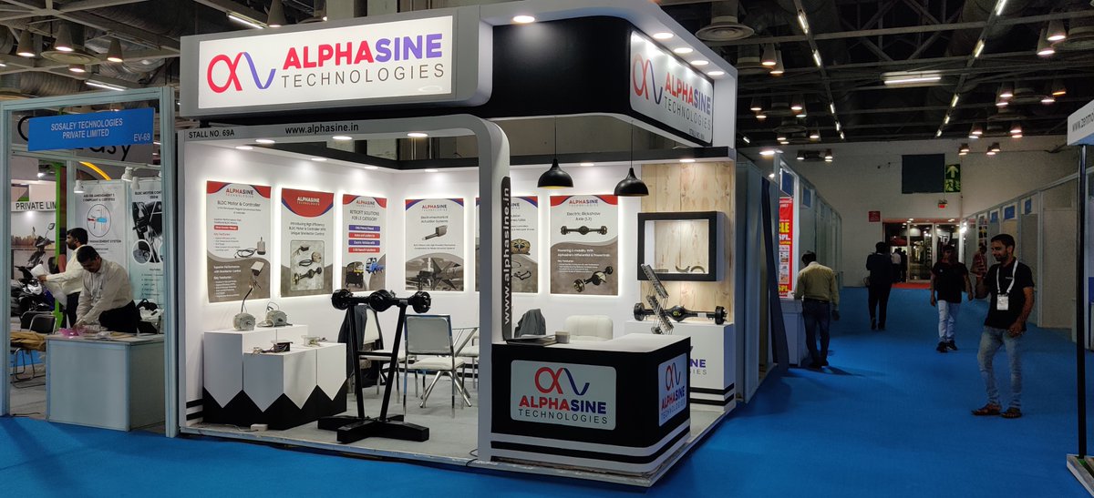 alphasinetech's tweet photo. We participated in the #EV India Expo 2023 &amp; displayed our EV #powertrain components

We used the opportunity to present our broader capabilities to design, develop &amp; manufacture energy efficient #BLDC #motors, #controllers and develop motion control technologies for the future https://t.co/hHQp5snCzb