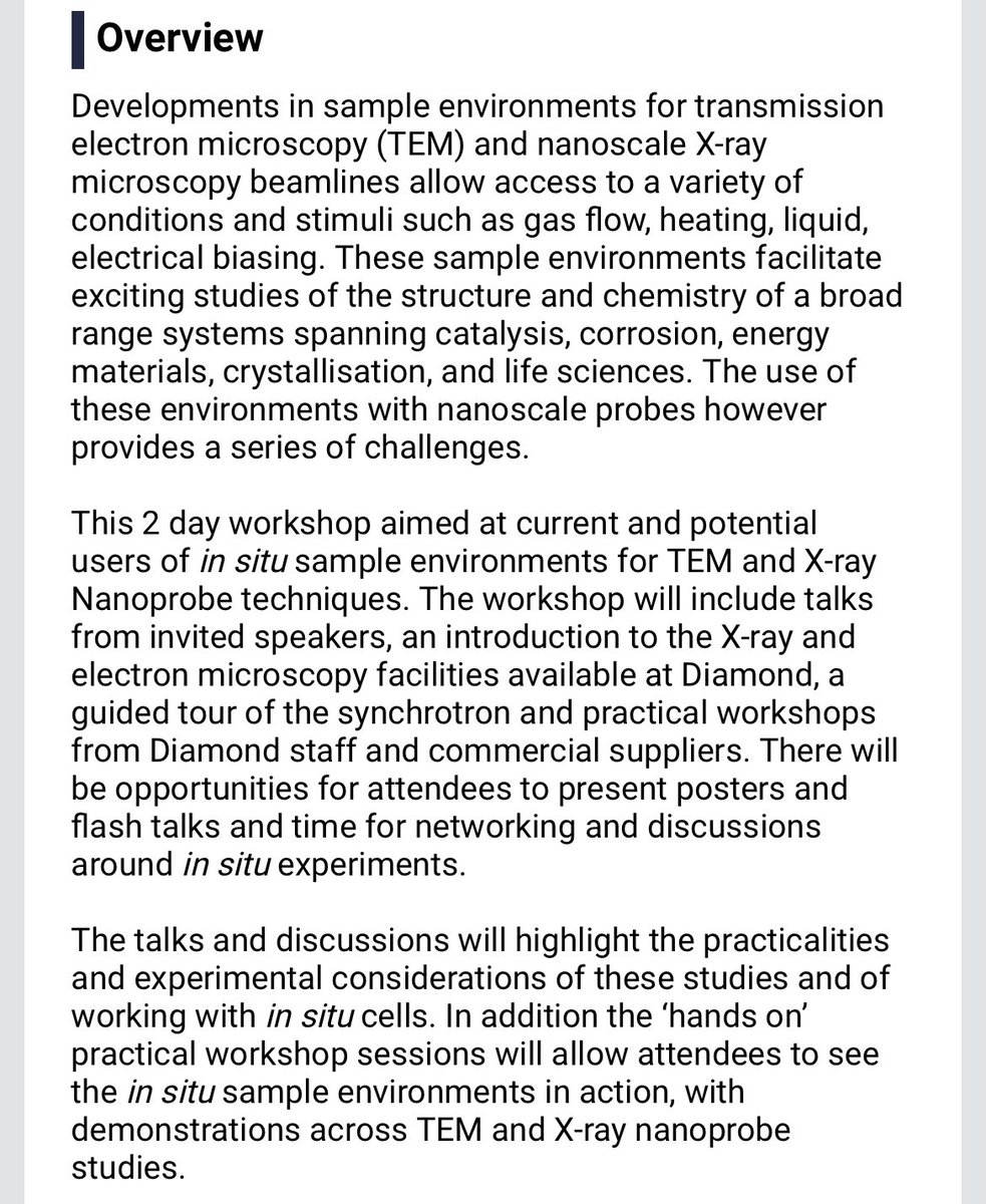 Excited to give my invited talk today @DiamondLightSou ‘Nanoscale In Situ Microscopy Workshop’ and meet other researchers working on in situ TEM and X-ray beamline #microscopy 🙌 @ImpMaterials @RoyalMicroSoc diamond.ac.uk/Home/Events/20…