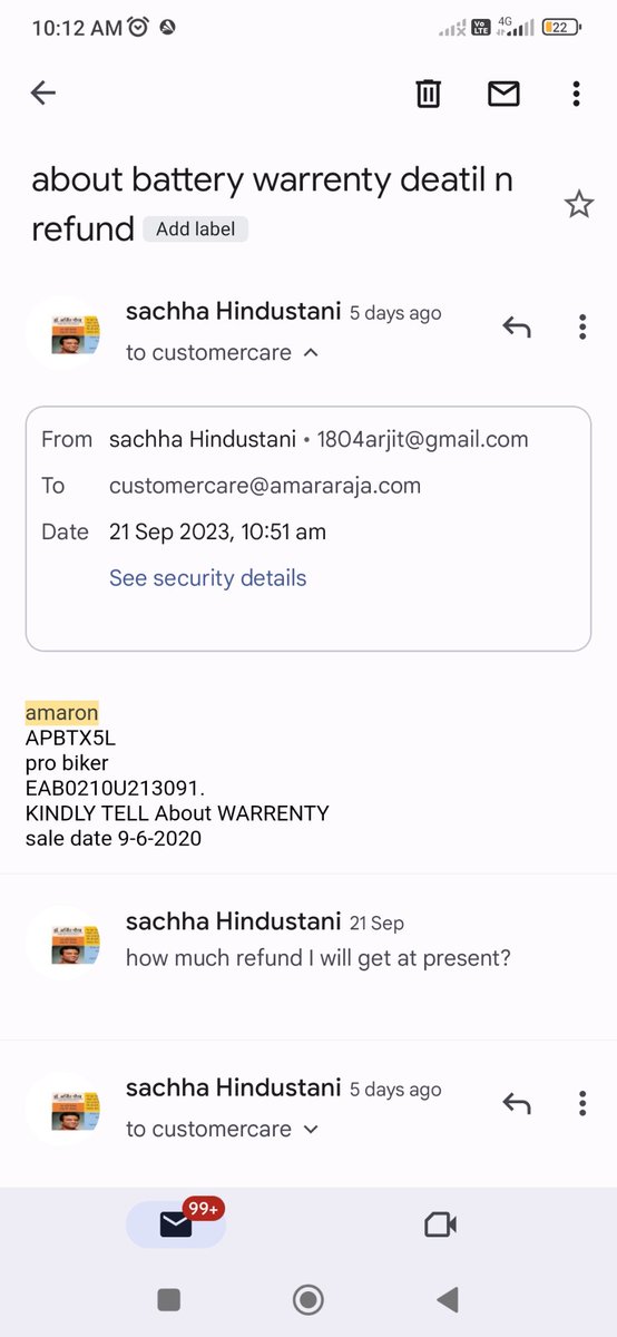 arjitgaurav1982's tweet photo. @amaronofficial 

No response from amaron from last 6 days. 
Great customer care https://t.co/y95B7F9dQ7