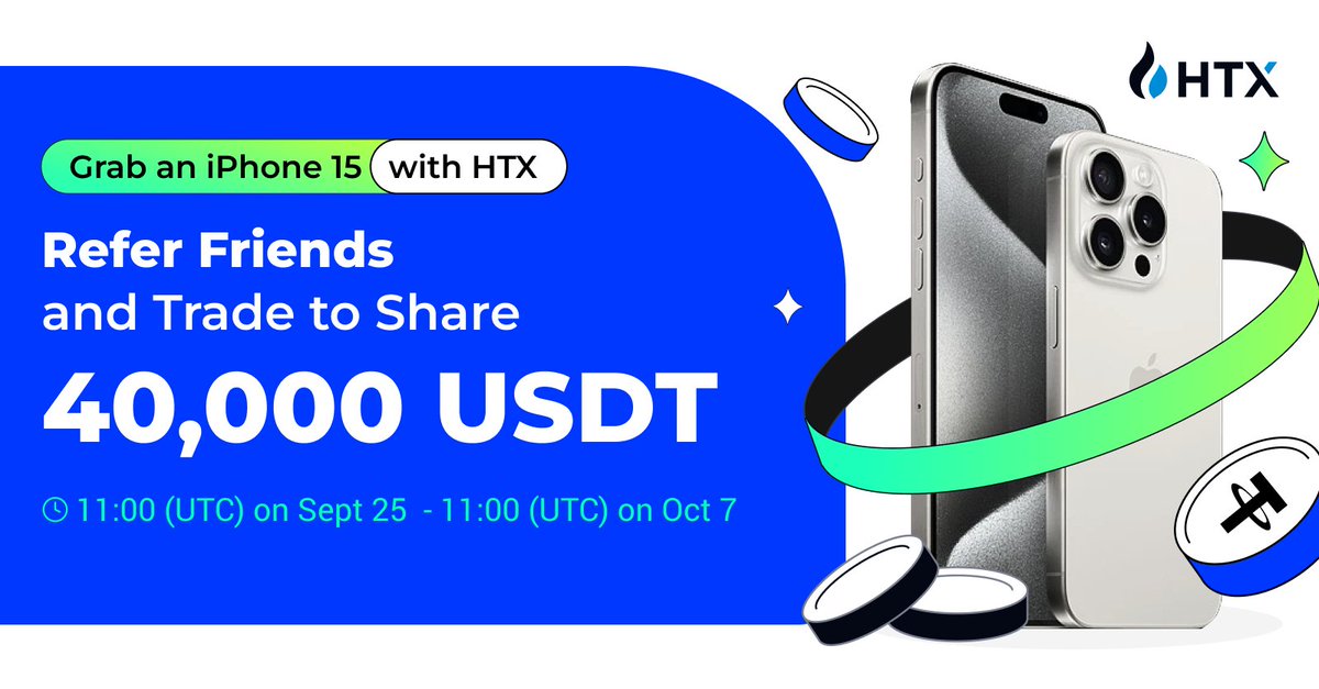 Grab an #iPhone15 with #HTX!

Refer Friends and 
Trade to Share 40,000 $USDT 🤑

Start>>huobi.com/support/en-us/…