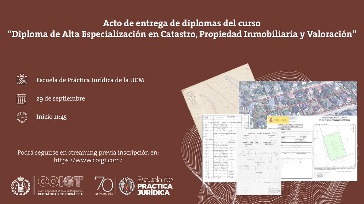 Altos Representantes de la Administración acudirán invitados por el COIGT al acto de entrega de diplomas de la Escuela de Práctica Jurídica de la Universidad Complutense de Madrid. coigt.com/noticia/3535