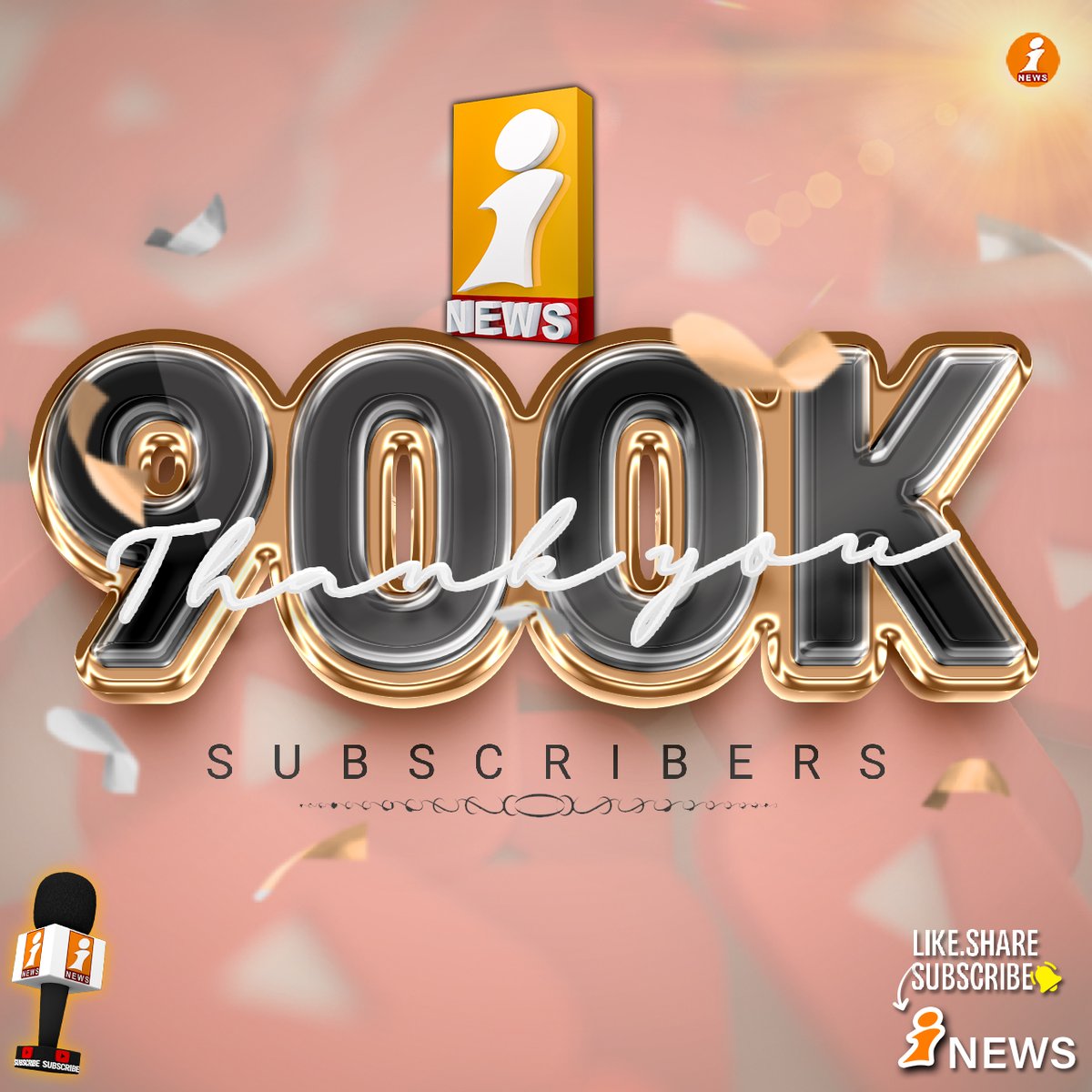 inewstelugu's tweet image. Thank You one &amp;amp; Every Subscriber for acheiving this 900K milestone. Waiting for 1M 😃😁

#iNews #inewstelugu #inewslive #900k #900ksubscribers #thankyou
