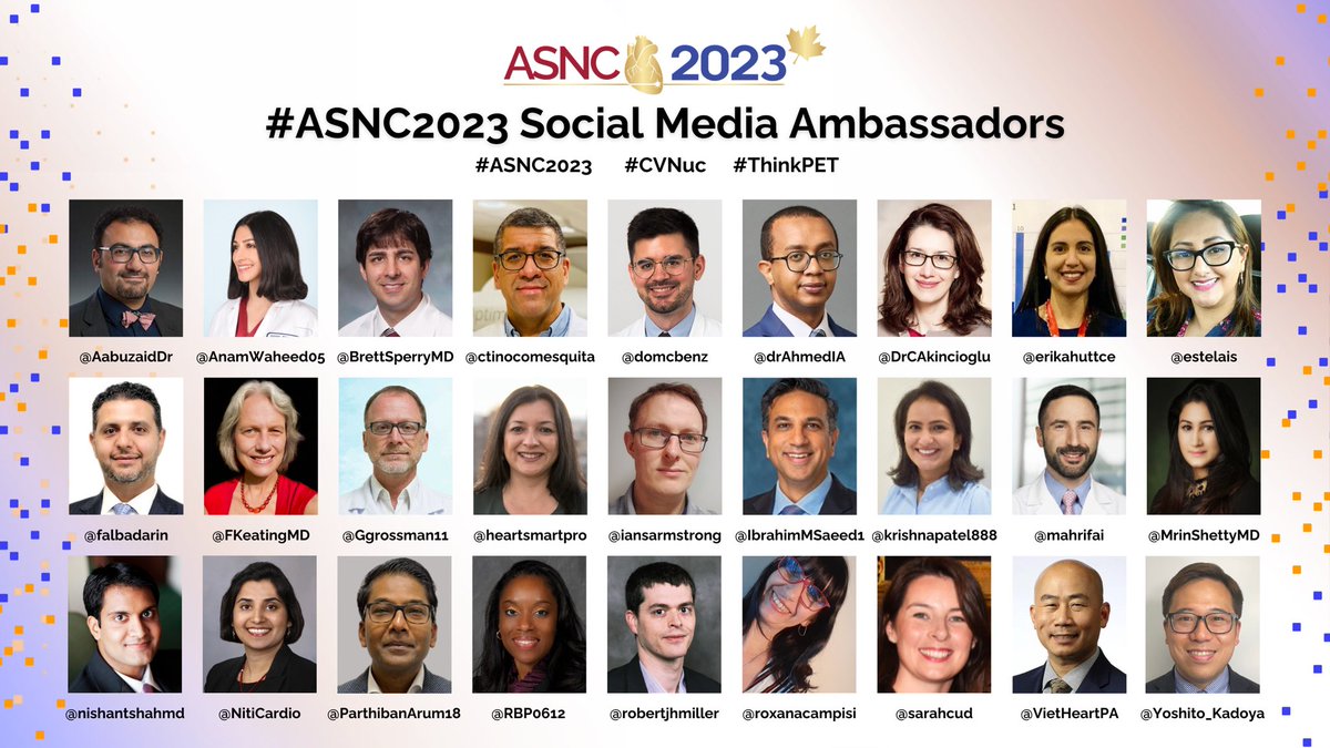 Dominik C. Benz (@domcbenz) on Twitter photo #ASNC2023 is around the corner 🇨🇦 I am very proud to be part of this amazing group of SoMe ambassador 🤗
🙏 to Dr. <a href="/RBP0612/">Renée Bullock-Palmer MD FACC FAHA FASNC FASE FSCCT</a> for having me onboard!
#CVNuc #ThinkPET #ThinkAmyloid #ASNC2023 is around the corner 🇨🇦 I am very proud to be part of this amazing group of SoMe ambassador 🤗
🙏 to Dr. <a href="/RBP0612/">Renée Bullock-Palmer MD FACC FAHA FASNC FASE FSCCT</a> for having me onboard!
#CVNuc #ThinkPET #ThinkAmyloid