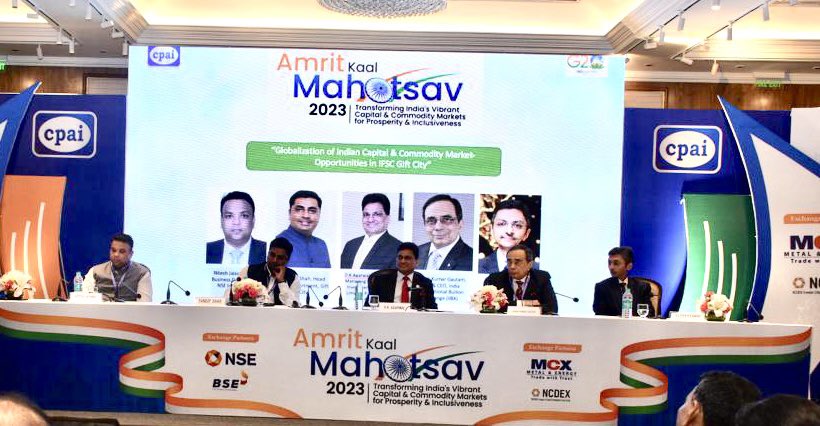 nse_ix's tweet photo. NSE IX Head Business Development, Nitesh Jaiswal discussing on new opportunities to transform India's financial landscape and strengthen its position in the global financial arena during “Globalization of Indian Capital & Commodity Market – Opportunities in the IFSC Gift City, along with other panelist at the 9th International Convention, Amritkaal Mahotsav 2023 held on September 23, 2023 in New Delhi.
#NSEIX #GiftNifty @NSEIXGiftNifty #CPAI #amritkaalmahotsav @balav1971