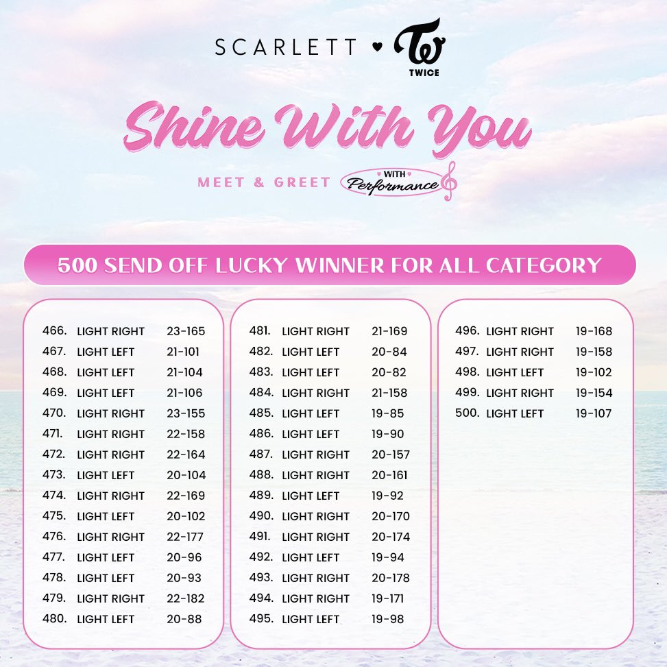 scarlett_id's tweet photo. SELAMAT! Ini dia Sahabat Scarlett yang terpilih mendapatkan kesempatan untuk mengikuti Send Off Session dan mendapatkan Signed Merchandise dari TWICE✨

Semoga Meet & Greet Scarlett X TWICE: Shine With You kali ini bisa menjadi pengalaman bahagia yang tidak terlupakan untuk kita semua ya🫶🏻

Buat kamu yang belum memiliki Special Bundle, jangan sedih! Karena Special Bundle masih bisa kamu dapatkan di https://t.co/1NfxFvWj1Q 💕

#ShineWithYou #ScarlettXTWICE