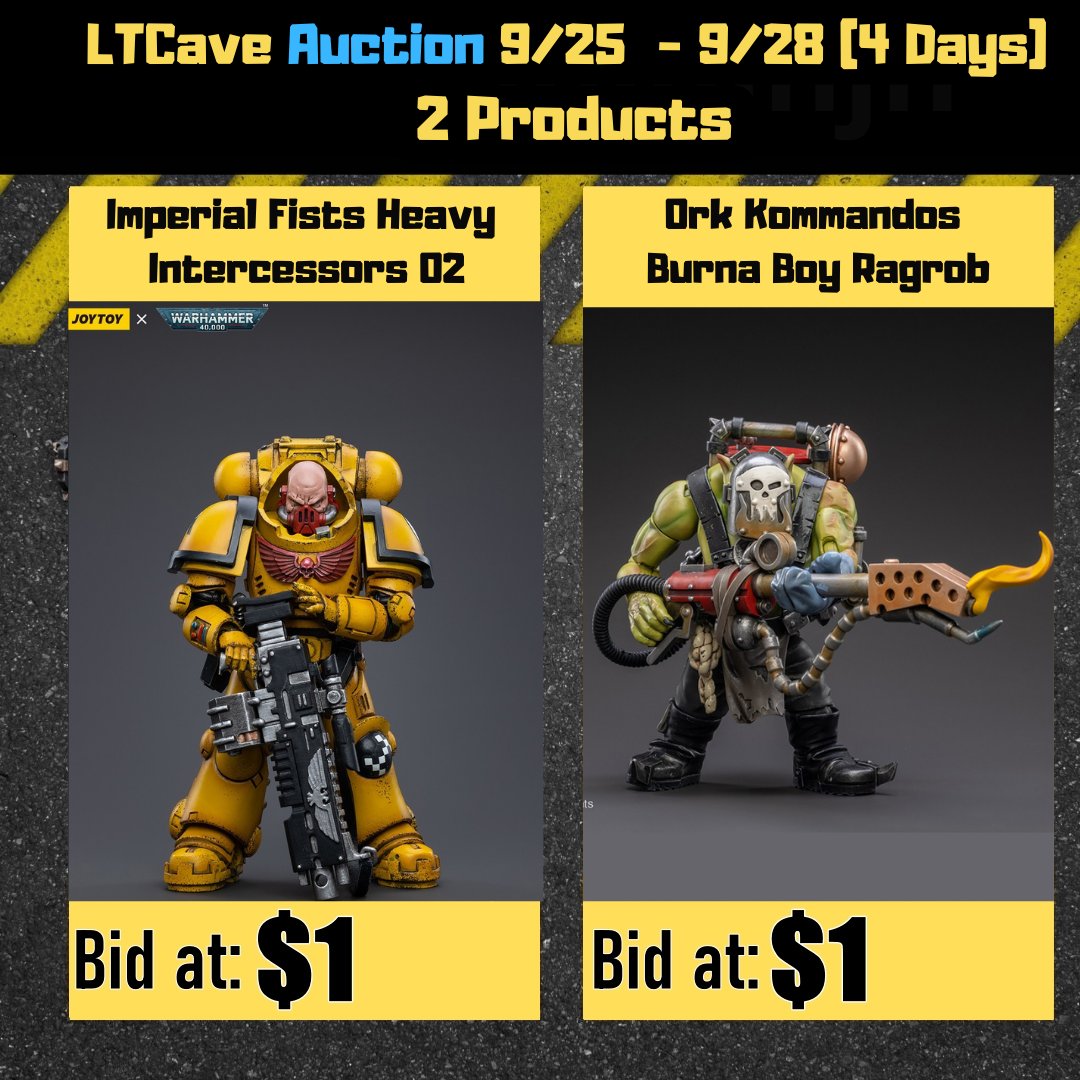 LTcave_official's tweet photo. Bidding From ONE - Auction at LTCave -
9/25 - 9/28 (4 Days)
https://t.co/9LHgepdbcs
Auction for this week:
#LTCave #ActionFigures #WeeklyAuction #Warhammer40K #BidYourPrice #joytoy https://t.co/7Kzxl3XSZU