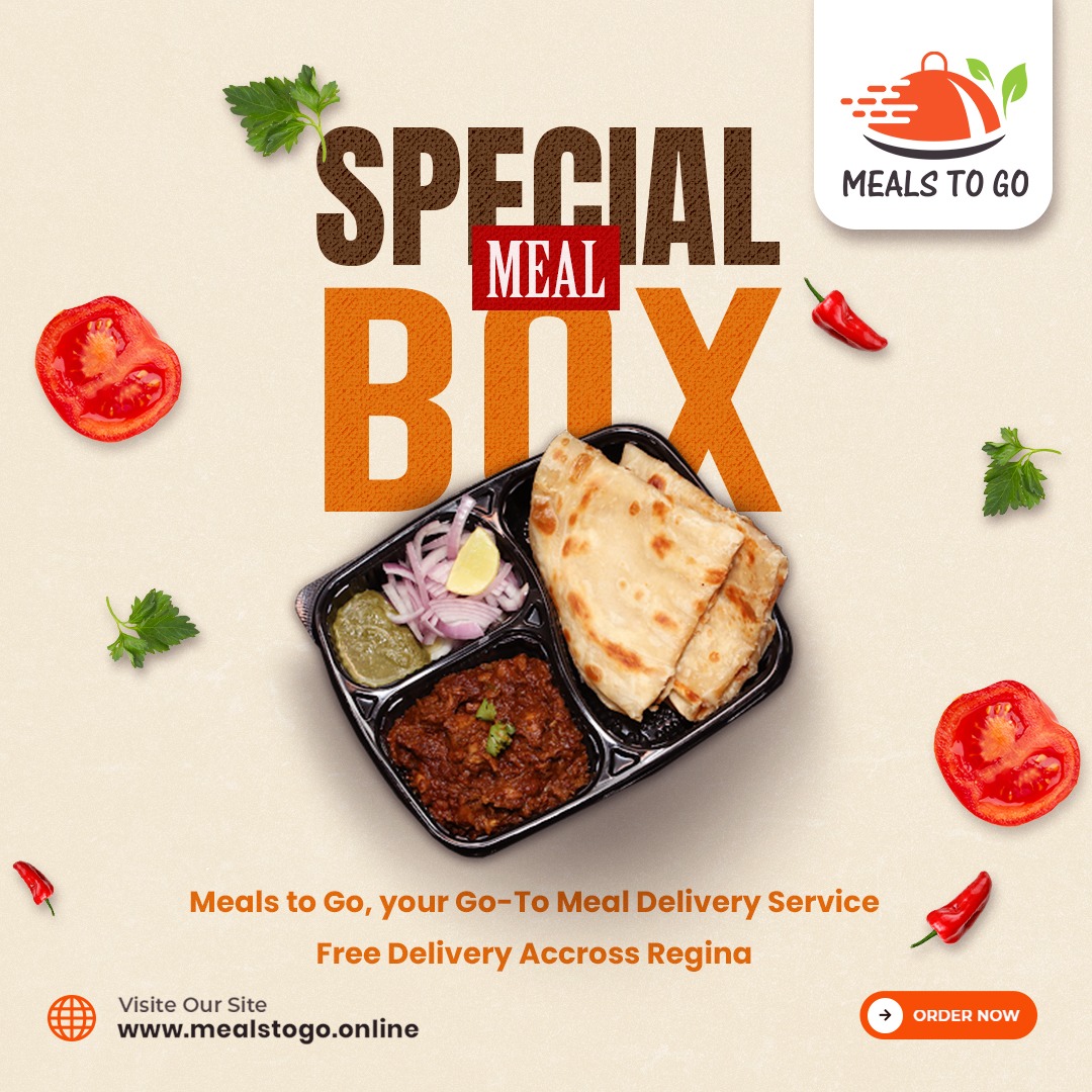 Special Meal Box from Meals To Go, Your Go-To Meal Delivery Service.

Free Delivery Across Regina...
Delivery will be daily between 4.30 PM to 6.30 PM.

Don't miss out! Visit our website mealstogo.online to place your order today. Meals to Go 

#MealsToGo #ReginaEats