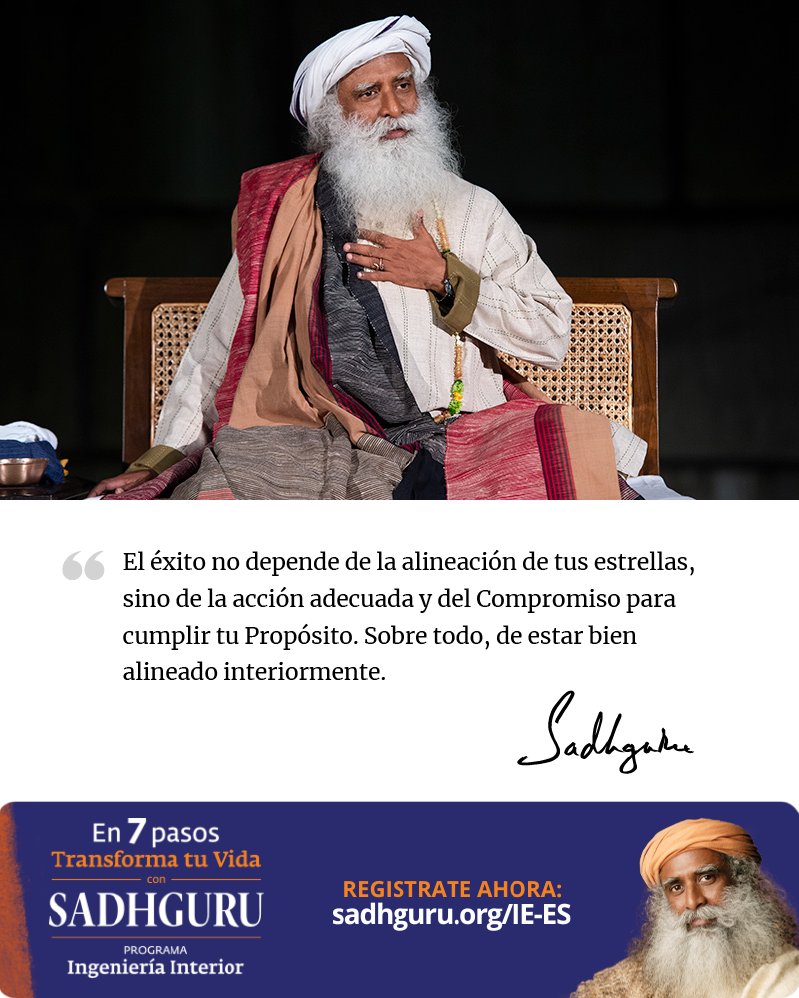 SJV_Espanol's tweet photo. «El éxito no depende de la alineación de tus estrellas, sino de la acción adecuada y del Compromiso para cumplir tu Propósito. Sobre todo, de estar bien alineado interiormente».
- Sadhguru
#sadhguru #FrasesDeSadhguru #astrologia #exito #ingenieriainterior #misióndevida https://t.co/6iCyZX0MMf