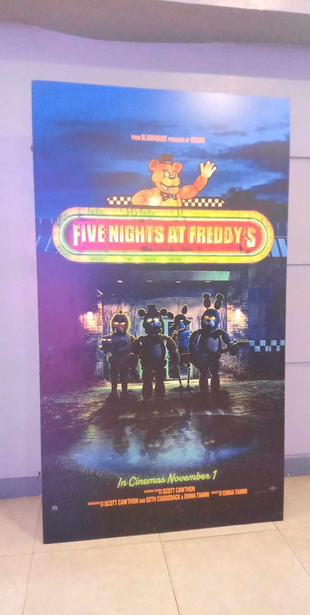 So just casually going to the mall for important stuff- i actually feel conflicted seeing this in my country for the first time🤣🤣🤣 #FNAFMovie #FNAFMoviePoster #FNAF