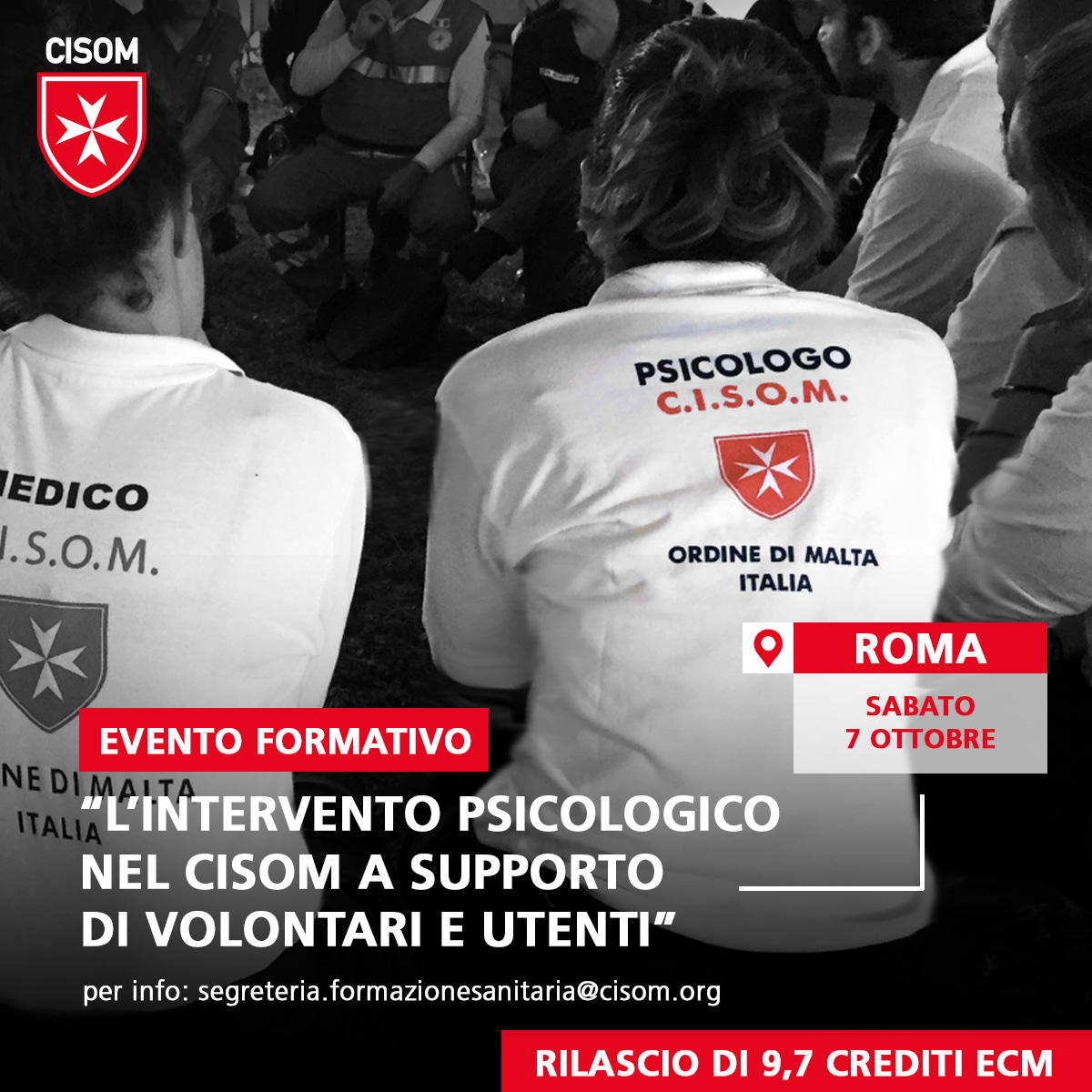 CIS0M's tweet image. Partecipa all&apos;evento: &quot;L&apos;intervento #psicologico nel #CISOM a supporto di volontari e utenti&quot; che si terrà sabato 7 ottobre a Roma. Una giornata per esplorare a fondo la metodologia che abbiamo sviluppato nel corso degli anni. Contattaci: segreteria.formazionesanitaria@cisom.org