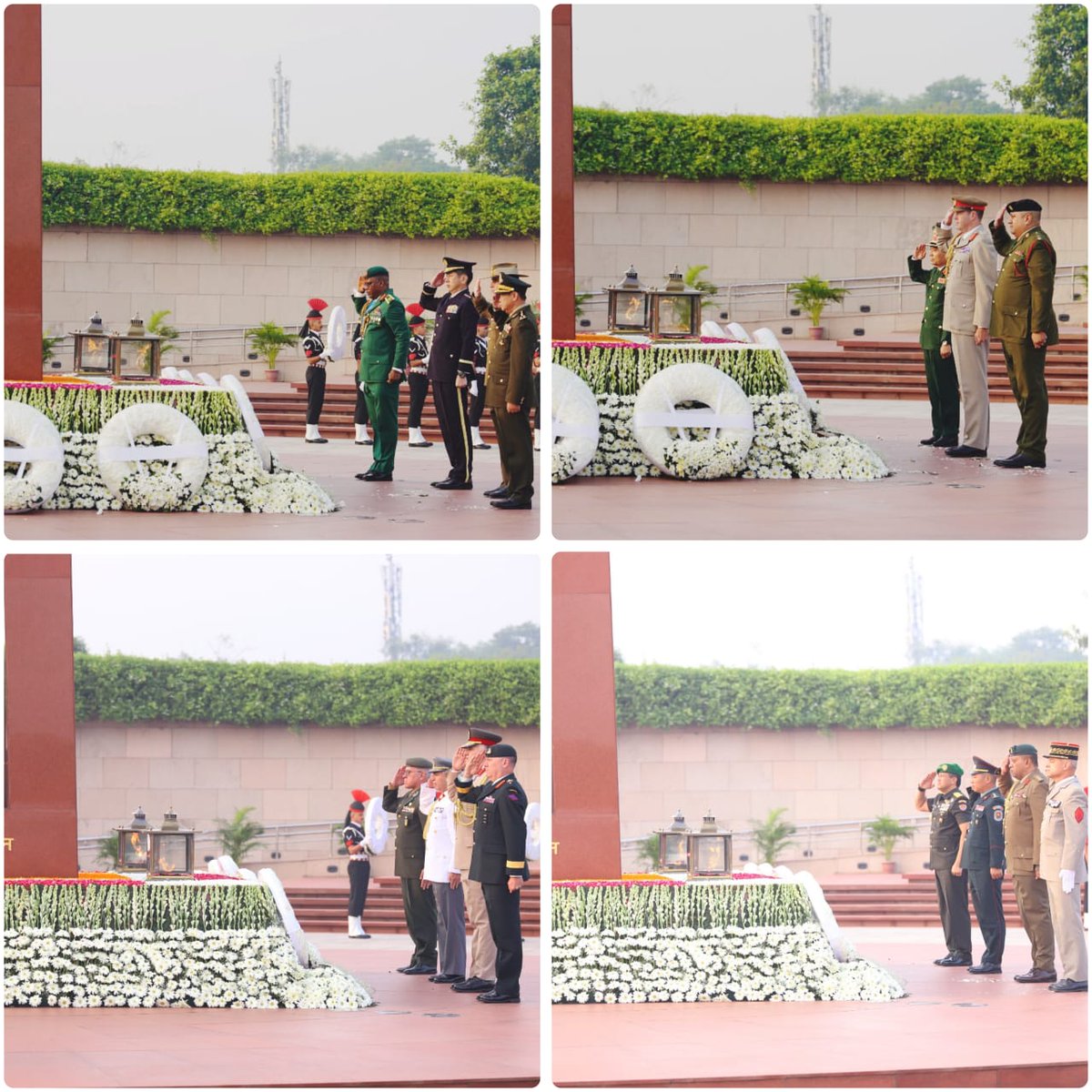 adgpi's tweet image. #TogetherForPeace

Army Chiefs and Heads of Delegations of 30 Armies participating in the Indo-Pacific Armies Chiefs Conference #IPACC 2023 paid homage to the #Bravehearts at the National War Memorial #NWM, Delhi and laid wreaths to honour the supreme sacrifice made by the fallen…