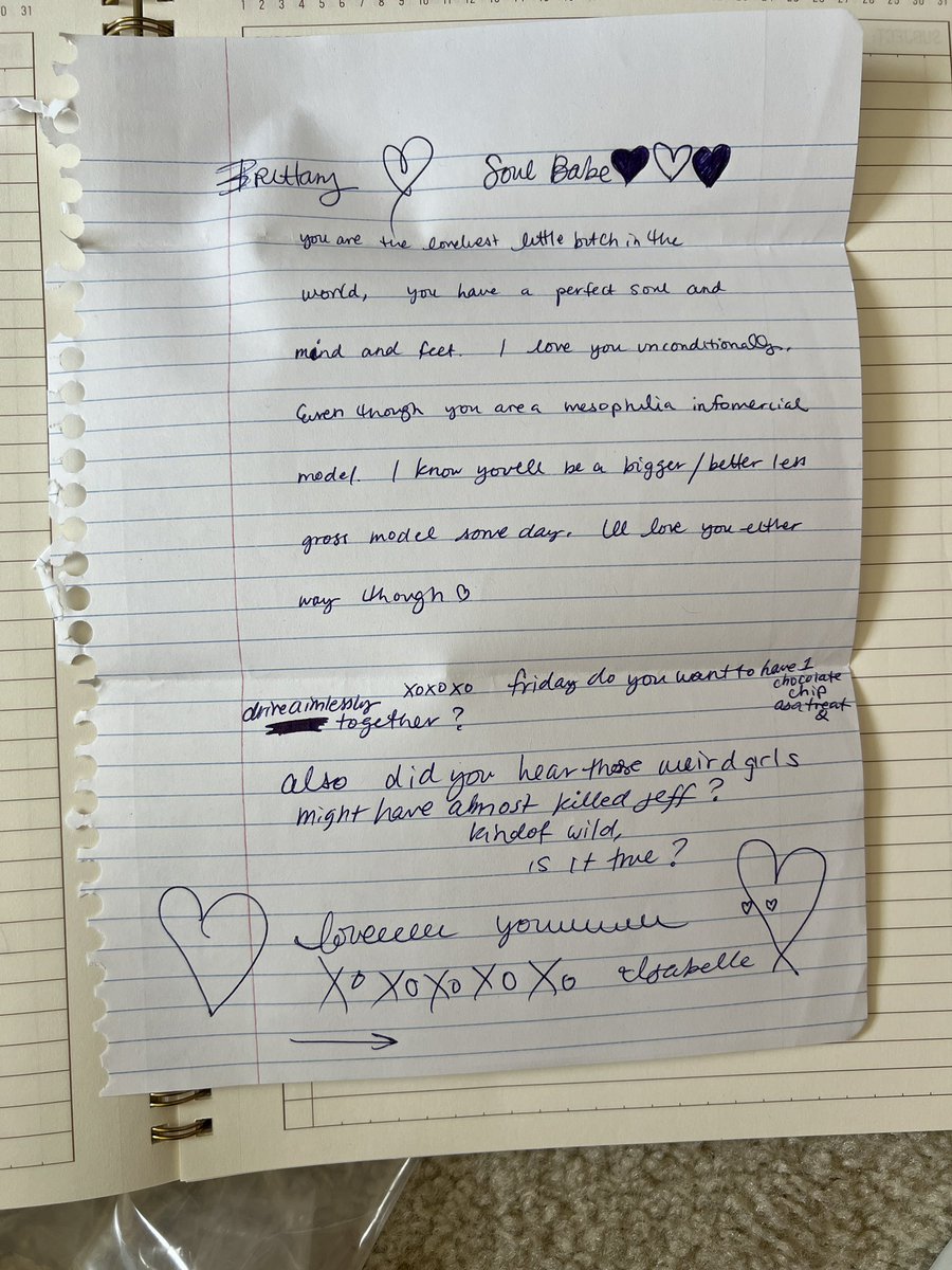 oomfs bought brittany’s stuff from one of those props sites and it came with a bunch of notes kaia and havana were passing in the classroom scenes. they’re so cute i’m obsessed