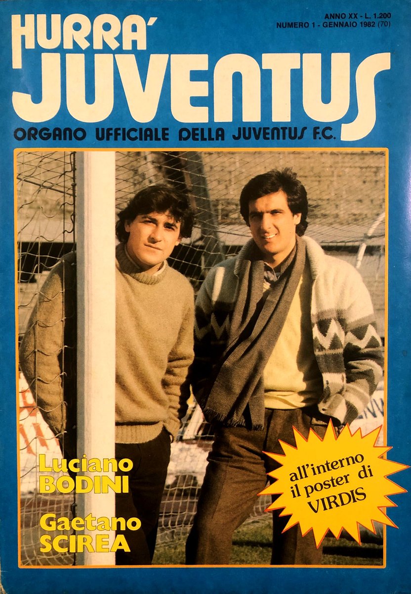JUVEN_TV's tweet photo. Luciano #Bodini e Gaetano #Scirea salutano i tifosi dalla copertina di #HurràJuventus di gennaio 1982.
Sta per iniziare un anno solare fra i più vincenti e storici, sia per la #Juventus che per la Nazionale.
@juventusfc https://t.co/OTlYsKYQuy