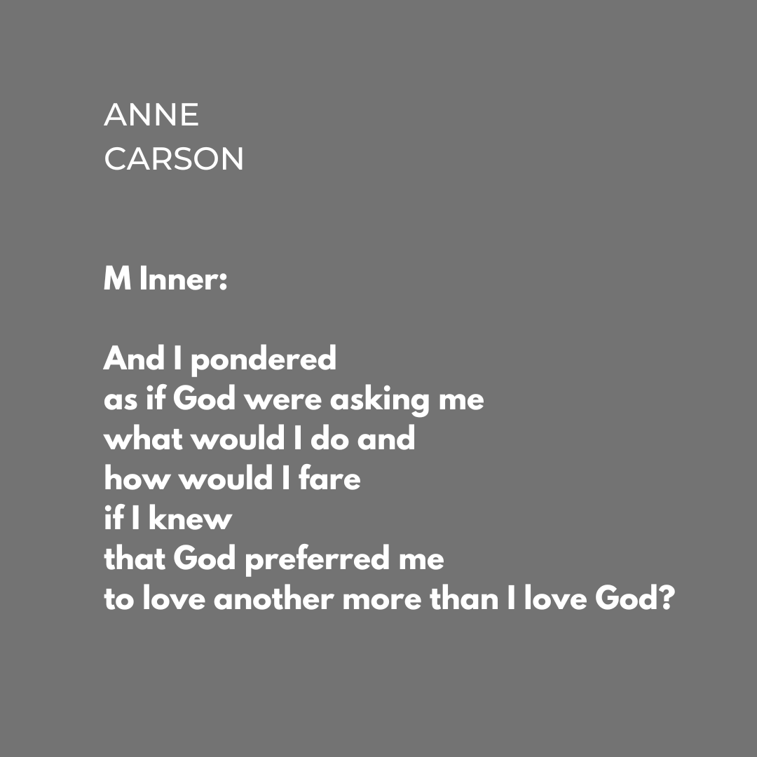 Un fragment del 'Duet of Outer and Inner Space' d'Anne Carson. Apareix al llibre Decreació, editat el 2023 per @Vaso_Roto amb la traducció al català de @NuriaBusquet.

#donespoetes #poetry #poetryinenglish #poetescanadencs #canadapoetry #canadianpoet  #womenpoets #annecarson