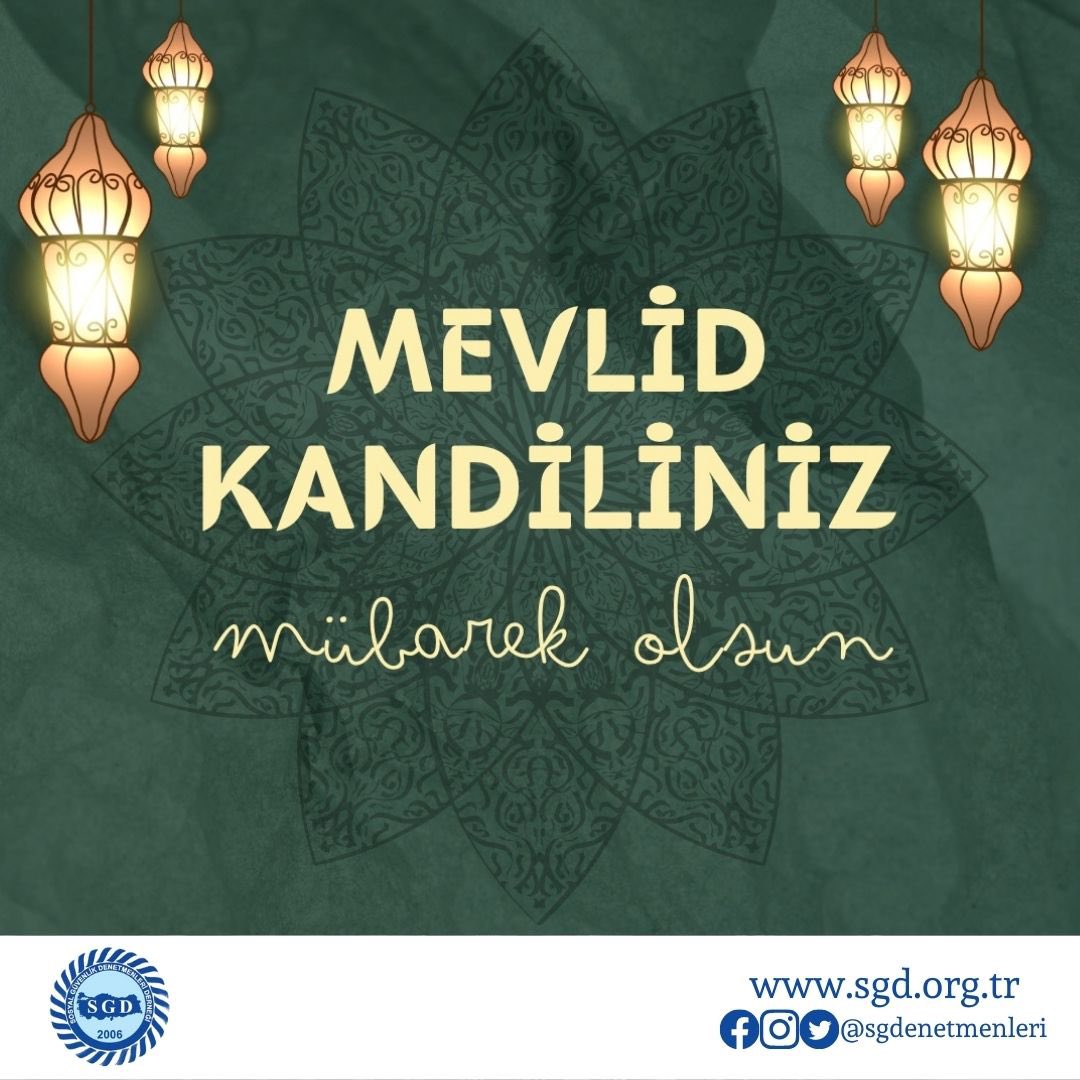 Sosyal Güvenlik Denetmenleri Derneği olarak, Mevlid Kandili’nin ülkemize ve tüm insanlığa sağlık, huzur ve esenlik getirmesini yüce Allah’tan niyaz ederiz. #MevlidKandili #SosyalGüvenlikDenetmenleri