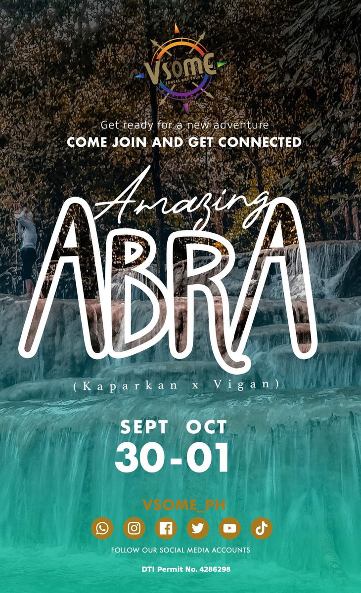 borgesplurge's tweet photo. Kaparkan x Vigan
Sept 30- Oct 1, 2023
INCLUSIONS
- Van Transfer (Foton)
- 1 night room accommodation in Vigan
- 4x4 monster jeep
- Kaparkan falls tour
- Pinsal falls tour
- Breakfast in second day
- Driver’s fee, Fuel, Parking fees and Toll fees
TWEET/DM ME #VSOMEPH 🇵🇭 https://t.co/zQo1e7yw7H