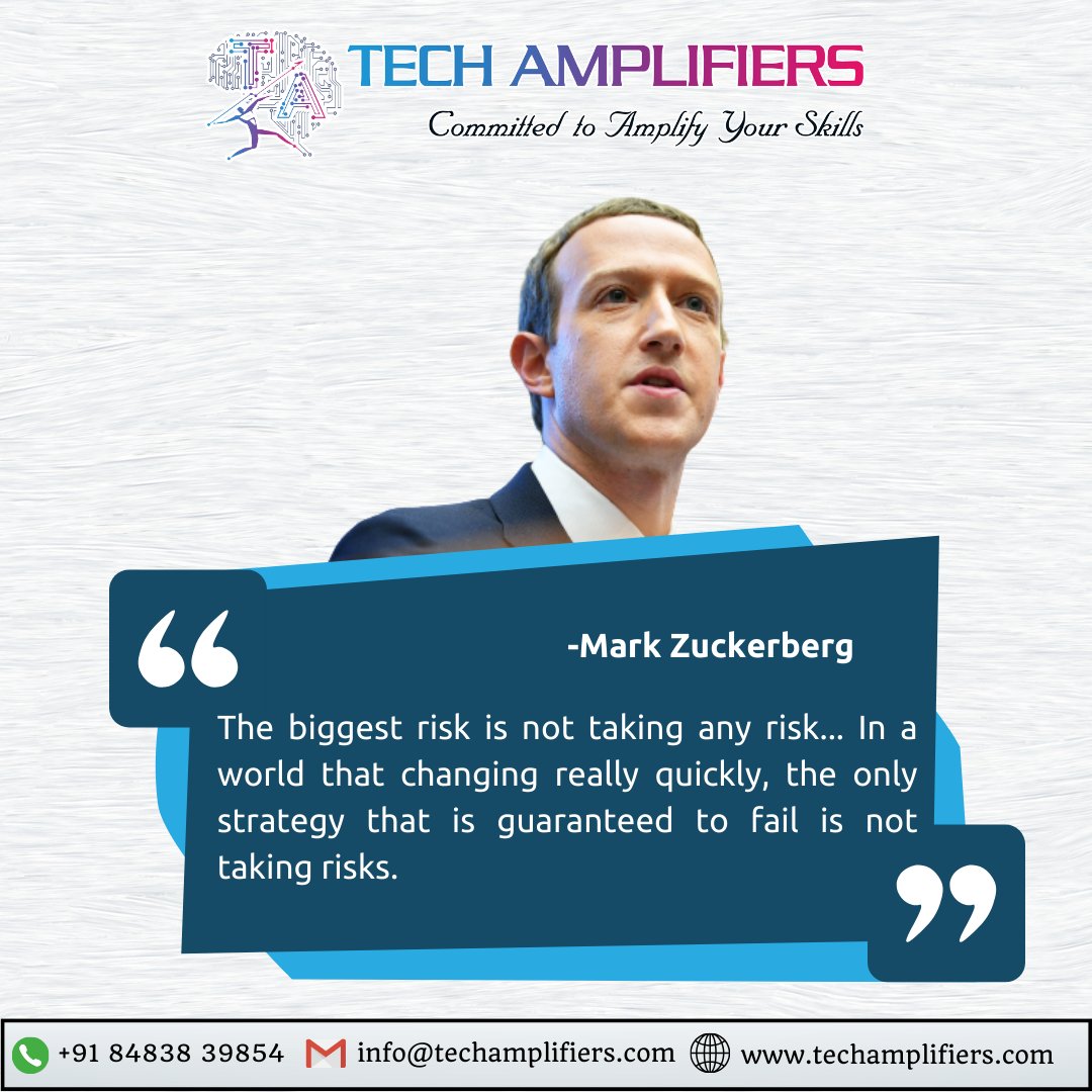 techamplifiers's tweet image. ✴ The biggest risk is not taking any risk... In a world that changing really quickly, the only strategy that is guaranteed to fail is not taking risks.✴
🛣 Best Way To Earn Knowledge With Tech Amplifiers
✅ Visit Our Website : techamplifiers.com
#markzuckerberg #facebook