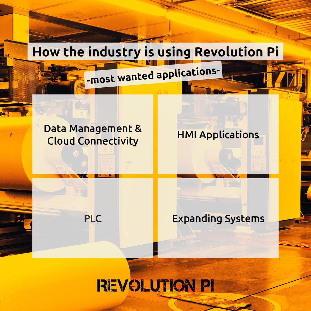 ⬇️Most wanted: How the industry is using Revolution Pi 

📊#Data Management &amp; #Cloud Connectivity
👩‍💻HMI applications
🎮PLC
💾Expanding systems

Let us know in the comments: how are you using your #revolutionpi? 
#industrialautomation