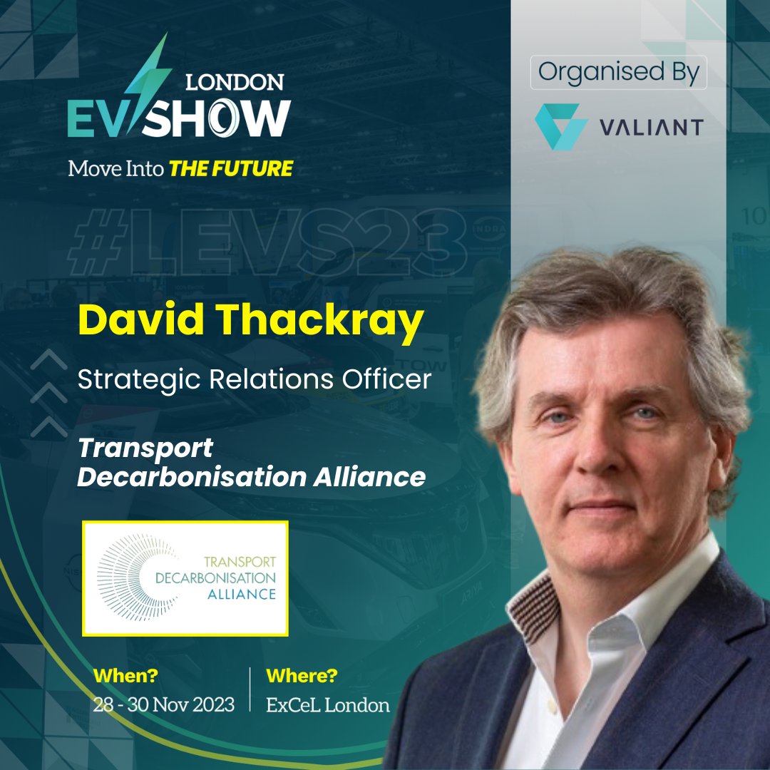 londonevshow's tweet photo. We are pleased to announce that David Thackray, Strategic Relations Officer, Transport Decarbonisation Alliance will be joining the esteemed lineup of speakers for the third edition of the London EV Show.

Book your free pass at https://t.co/wMffutsT7Q

#londonevshow #levs23 https://t.co/Nuk9Z3BBzR