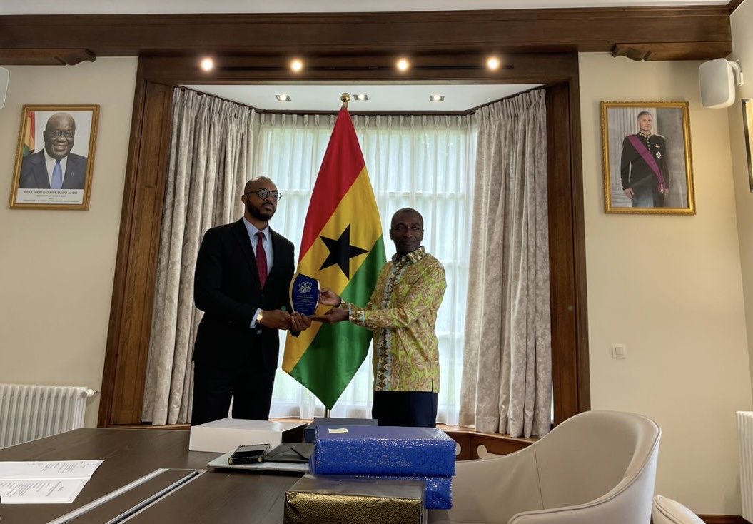 On 22/09/2023, the Embassy bid farewell to H.E. Sena Siaw-Boateng, departing Ambassador, Mr. Victor Nii Adamah Adamah, Minister/EU Affairs, Mr. John Eshun, Minister/ Consular &amp; Mr. Jalil Sigli Abdulai, Counsellor/ Bilateral and Media Relations. Thank you all for your dedication!