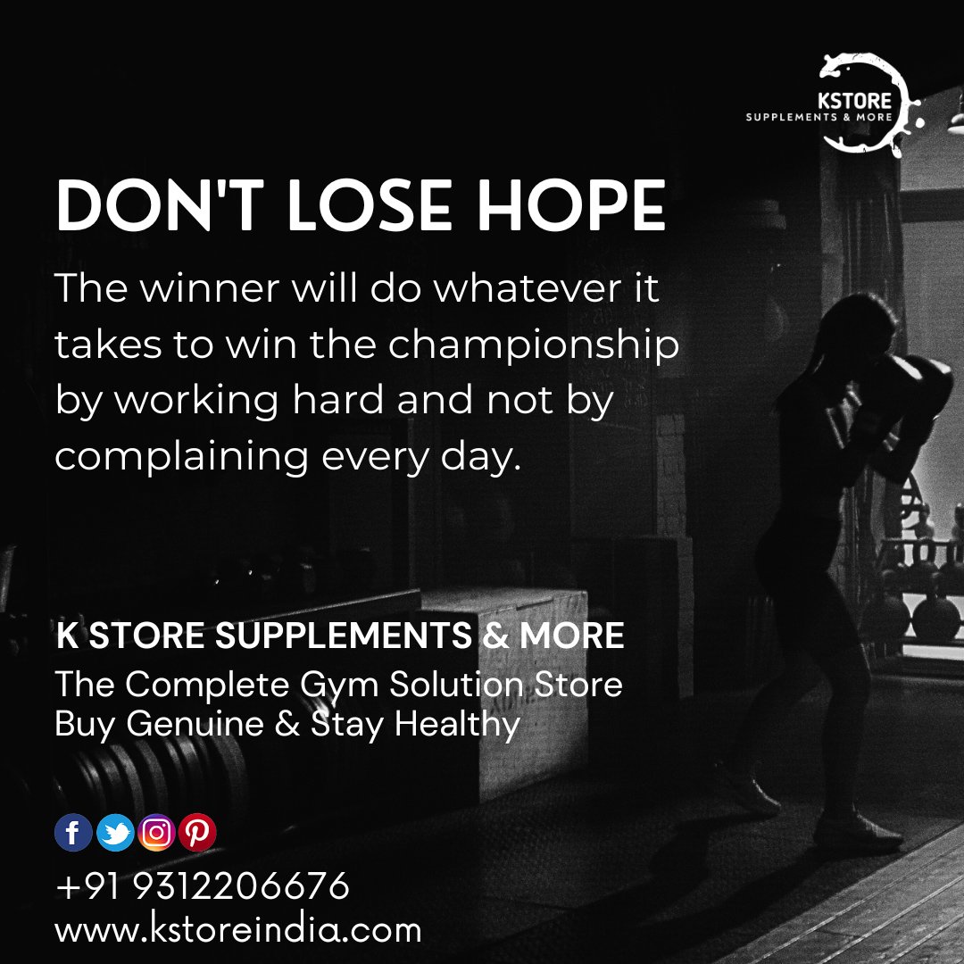Don't lose hope

K Store Supplements & More💪
♦ The Complete Gym Solution Store
♦ Buy Genuine & Stay Healthy
K Store, 761, 5, Jheel Khurenja, Geeta Colony, Delhi, 110051
📞09312206676
kstoreindia.com

#supplements #supplementstore #nutrition #nutritionstore #protein