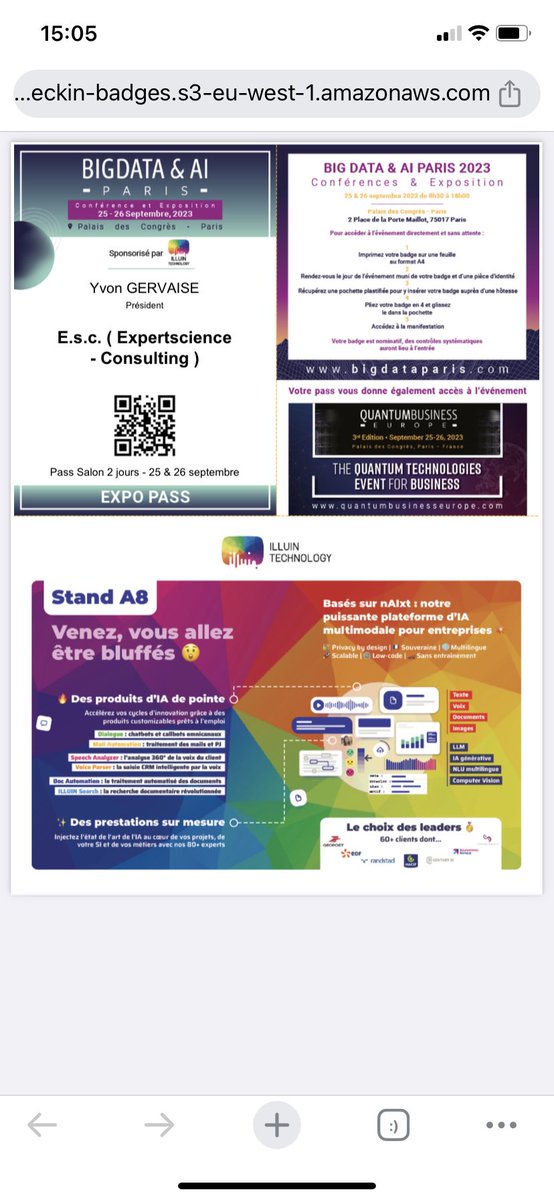 expertscience's tweet photo. ce 26/9/23 en route pour immersion complète dans ce qu'il se fait de mieux dans le #BigData et l' #AI en France
▶️ @bigdataparis ✳️ https://t.co/c198IBfxpe’excellents RDV #Paris @LePalaisCongres *️⃣ #ExpertScience #LaboratoireduFutur
E.S.C. ( ExpertScience- Consulting ) https://t.co/vxah4xvGZK