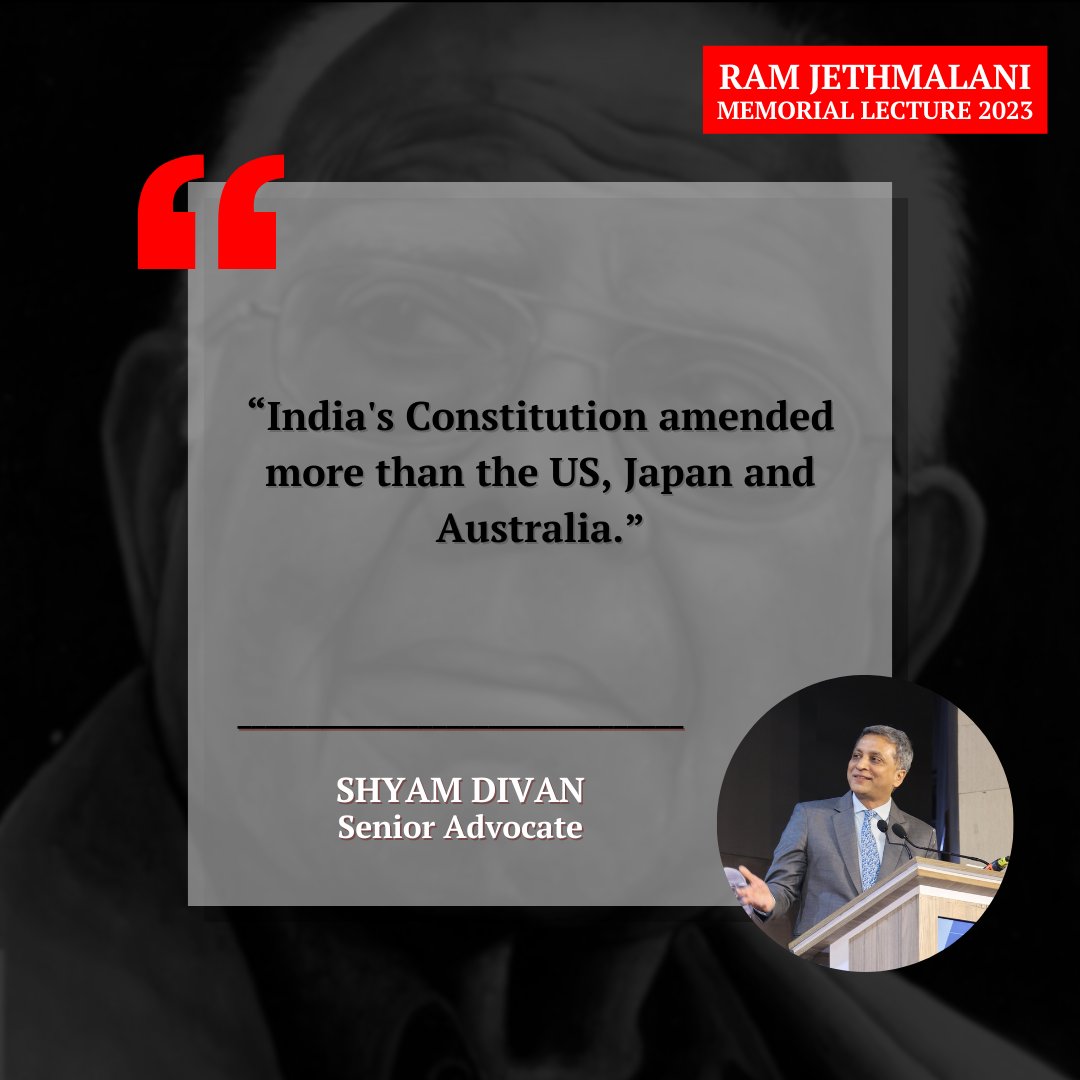 RJMLecture's tweet image. “India&apos;s Constitution amended more than the US, Japan and Australia.”
- Shyam Divan, Senior Advocate

@JethmalaniM
#RamJethmalani #RamJethmalaniMemorialLecture