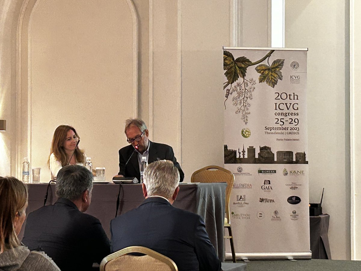 GianfRomanazzi's tweet photo. Varvara #Maliogka, Nikos #Katis open the 20th #ICVG meeting in #Aristotle #University in #Thessaloniki #ICVG2023, with keynote lecture of Marc #Fuchs, started with remember of Prof. Giovanni Paolo #Martelli, former #ICVG #President https://t.co/V8EG4Id7Cb