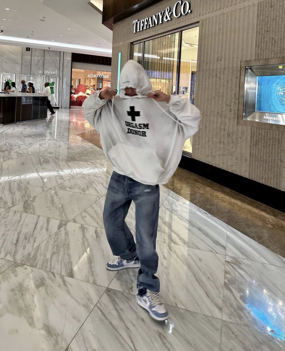 My two biases rocking the iconic orgasm donor hoodie😌