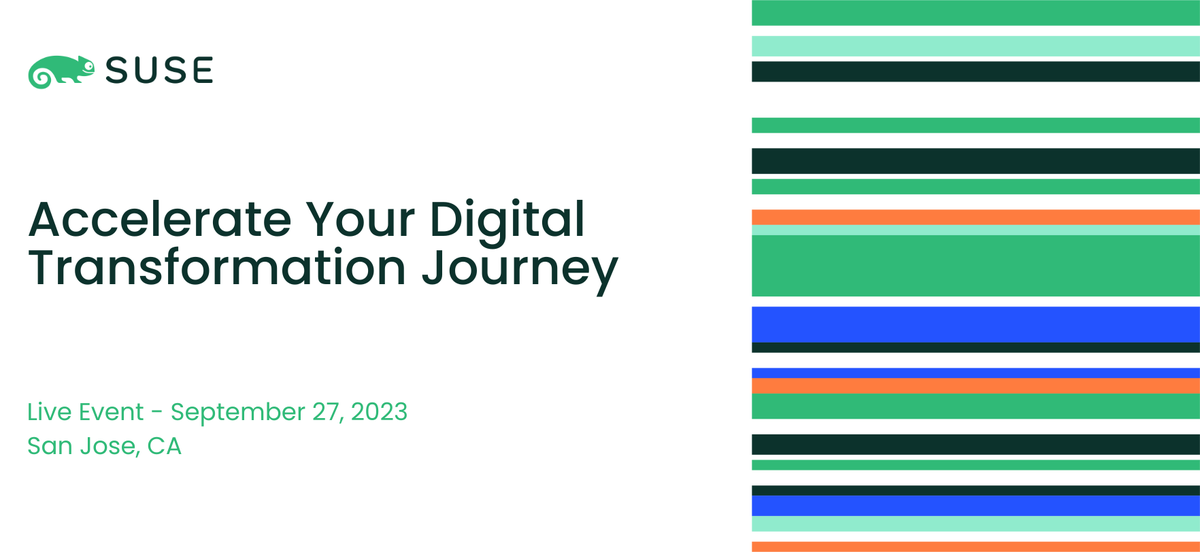 Are you near #SanJose on Sep 27? Join the #SUSE Tech Day! You will get a chance to hear a product update on SUSE Linux Enterprise Server [#SLES] and to discover more about #RancherPrime and #NeuVectorPrime. 

👉 Learn more about the event and register: okt.to/3CYsi7