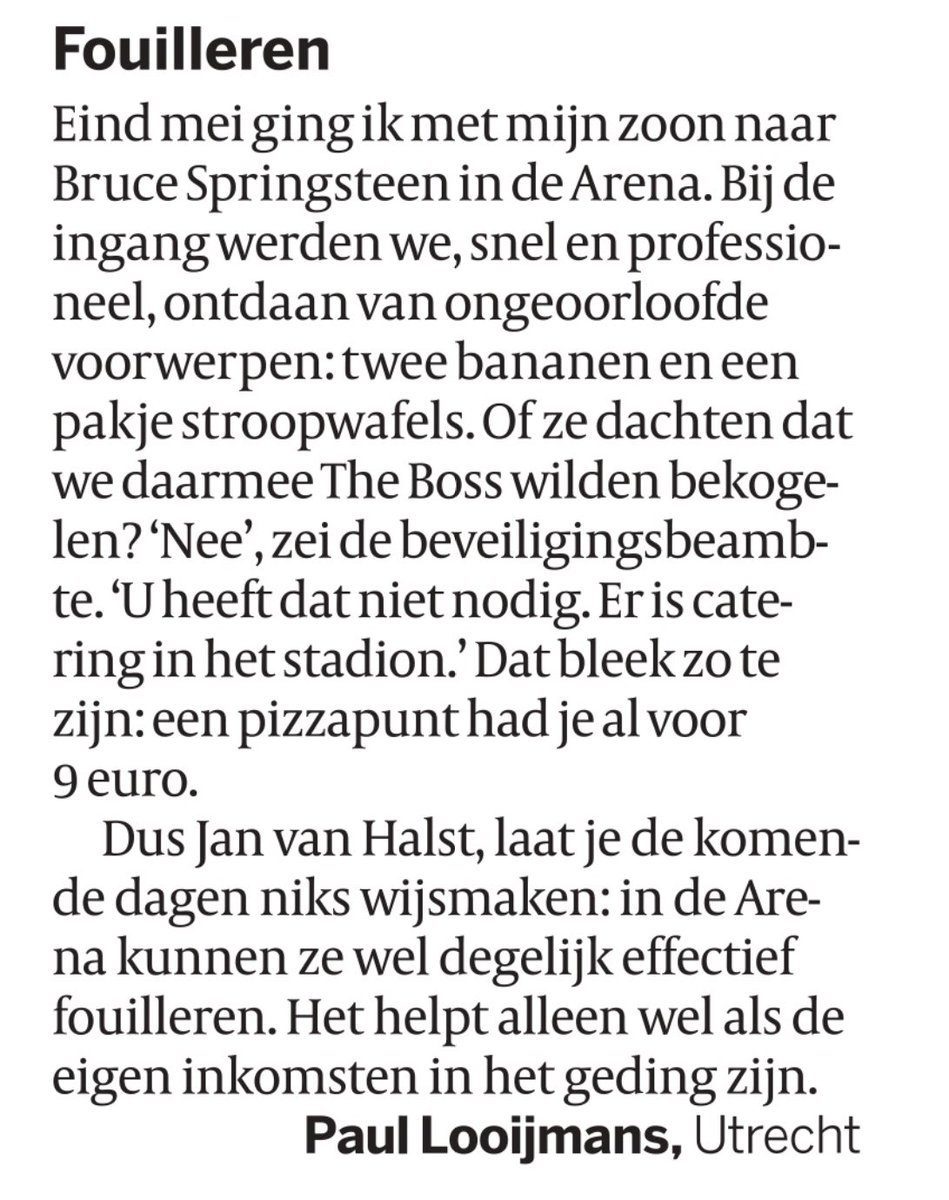Brief van de dag…
#JohanCruijffArenA #Arena
#BruceSpringsteen #JanvanHalst