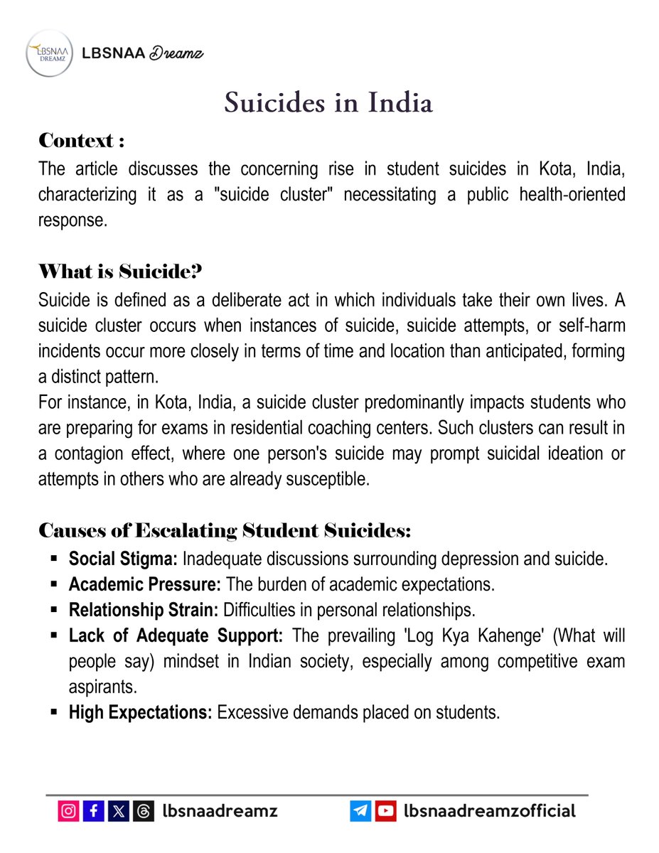lbsnaadreamz's tweet photo. Suicides in India remain a significant and concerning public health issue. The country has witnessed a steady increase in suicide rates over the years, reflecting underlying societal and psychological challenges. https://t.co/SS5QXJYIoB