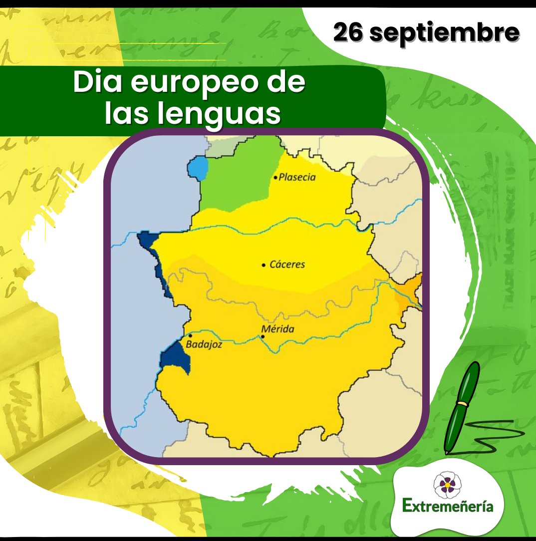 El patrimonio lingüístico extremeño 💚🤍 🖤es poco conocido, ha sido muchas veces denostado e incluso acallado, pero despierta poco a poco de su letargo.  En el #DíadelasLenguasEuropeas👅: Vos deseamus una güena diversiá lengüistica  Desejamo-vos uma feliz diversidade linguística