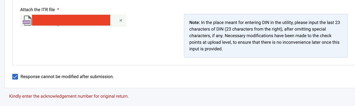I'm getting this error while refiling the ITR, can someone suggest the steps that i might be missing ?

#ITR #incometax #India #Accountant #CA