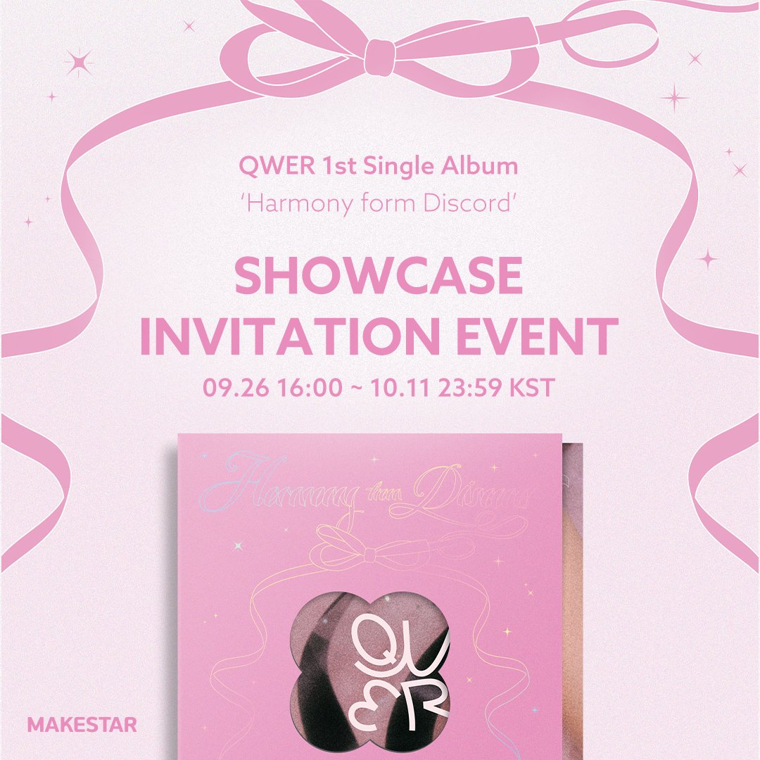 #QWER 1st Single Album [Harmony from Discord] SHOWCASE INVITATION EVENT OPEN❗

❤10명 추첨 쇼케이스 초대권 증정

📆~10.11 23:59 (KST)
📎https://t.co/YgJ9rN9kFa https://t.co/CvxGWtyawU