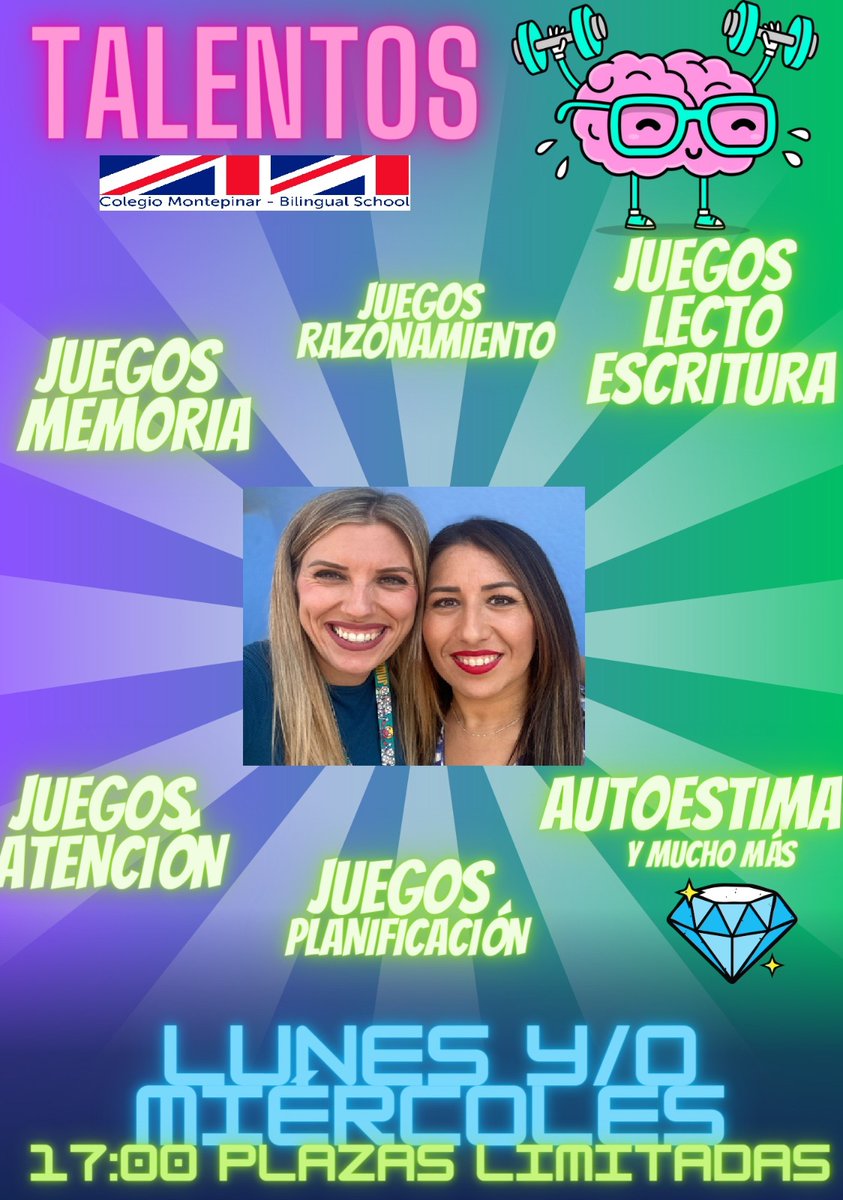 Tras el éxito de la pasada edición, vuelve Talentos🧠🏋️, una extraescolar, a cargo de @maricarmengallardo y @adinaroca, dirigida a trabajar las habilidades cognitivas, a través del juego y la reeducación pedagógica. 👏👏👏.
#psicologia #educacionpedagogica #memoria #razonamiento