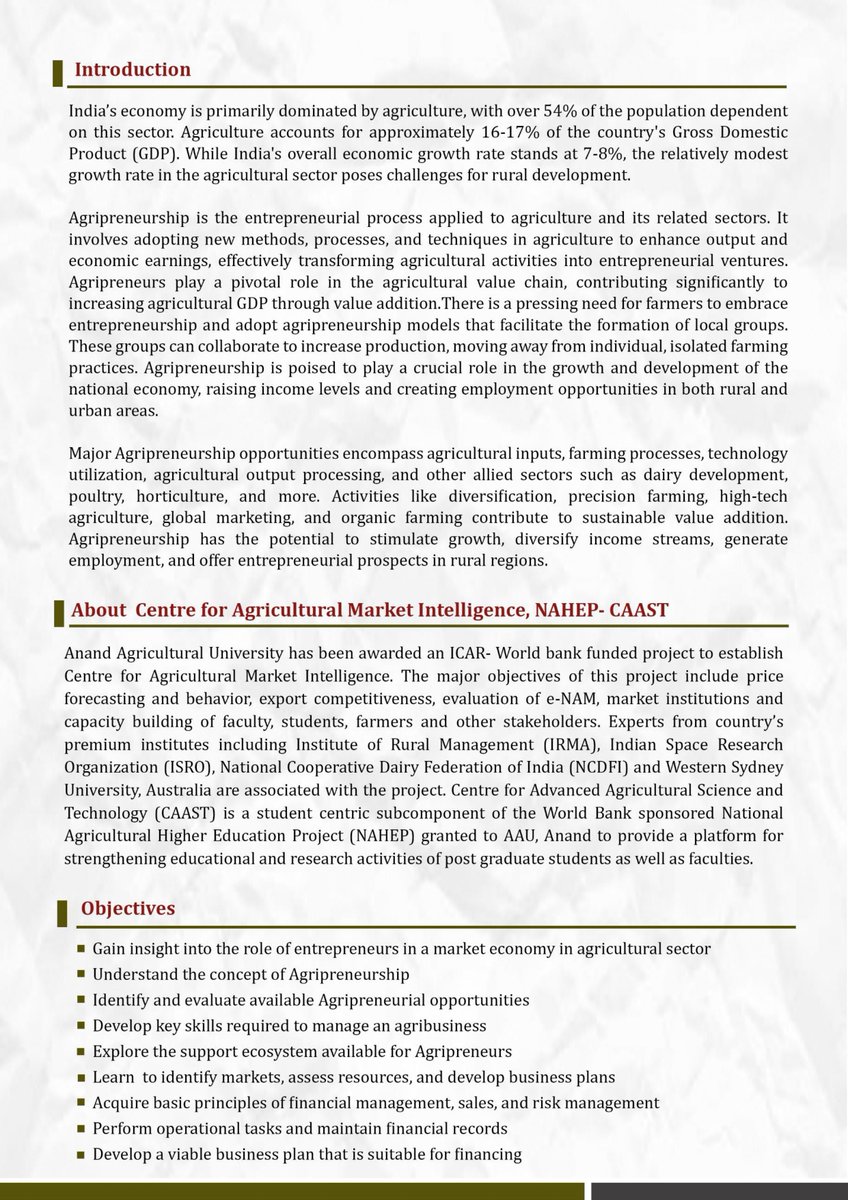NahepCaast's tweet photo. 21 Days Training Programme on "Agripreneurship for Atma Nirbhar Bharat" is scheduled to be organized from 6th to 26th October, 2023

Registration Link: https://t.co/3tVhTXJwUB https://t.co/k2Vg9UAFqc