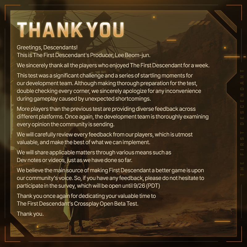 The First Descendant Official tweet media