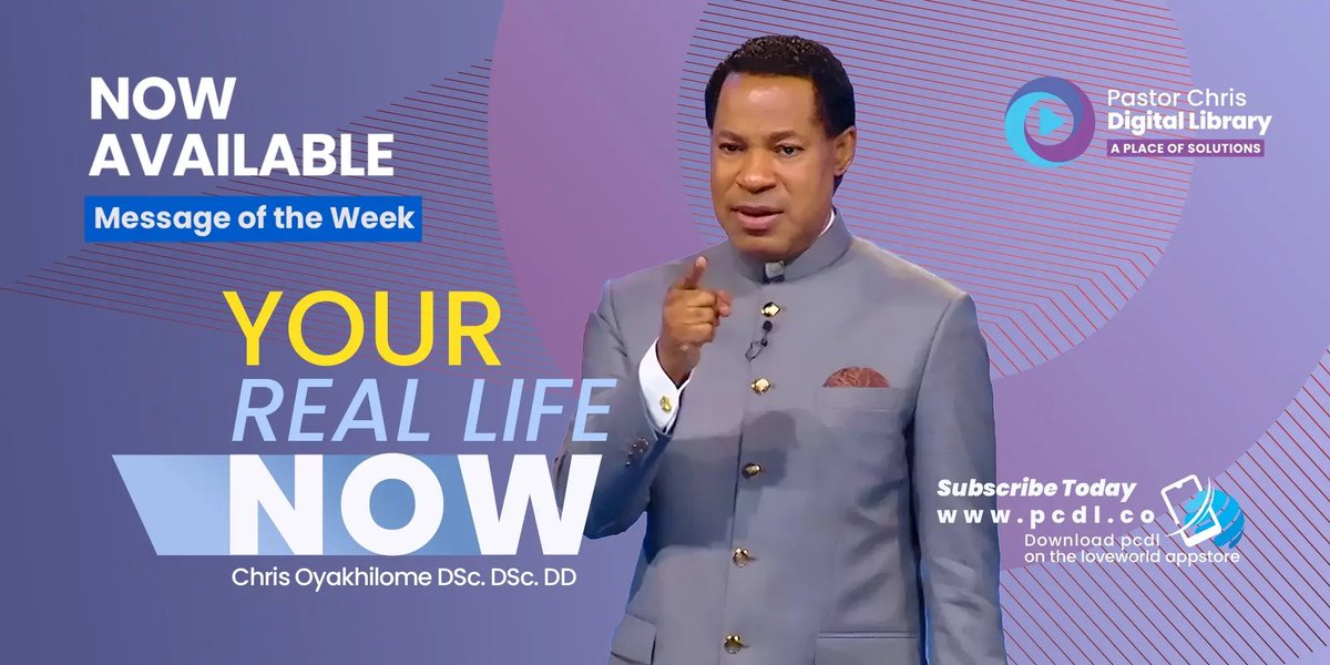 Listen to the Message of the Week – 'Your Real Life Now!' on the PCDL app! 

Download the PCDL App on the Loveworld App Store for Android users 👉🏻 bit.ly/pcdlapponline
For iOS users, you can use the website 👉🏻 bit.ly/pcdl 

#messageoftheweek #pastorchris
