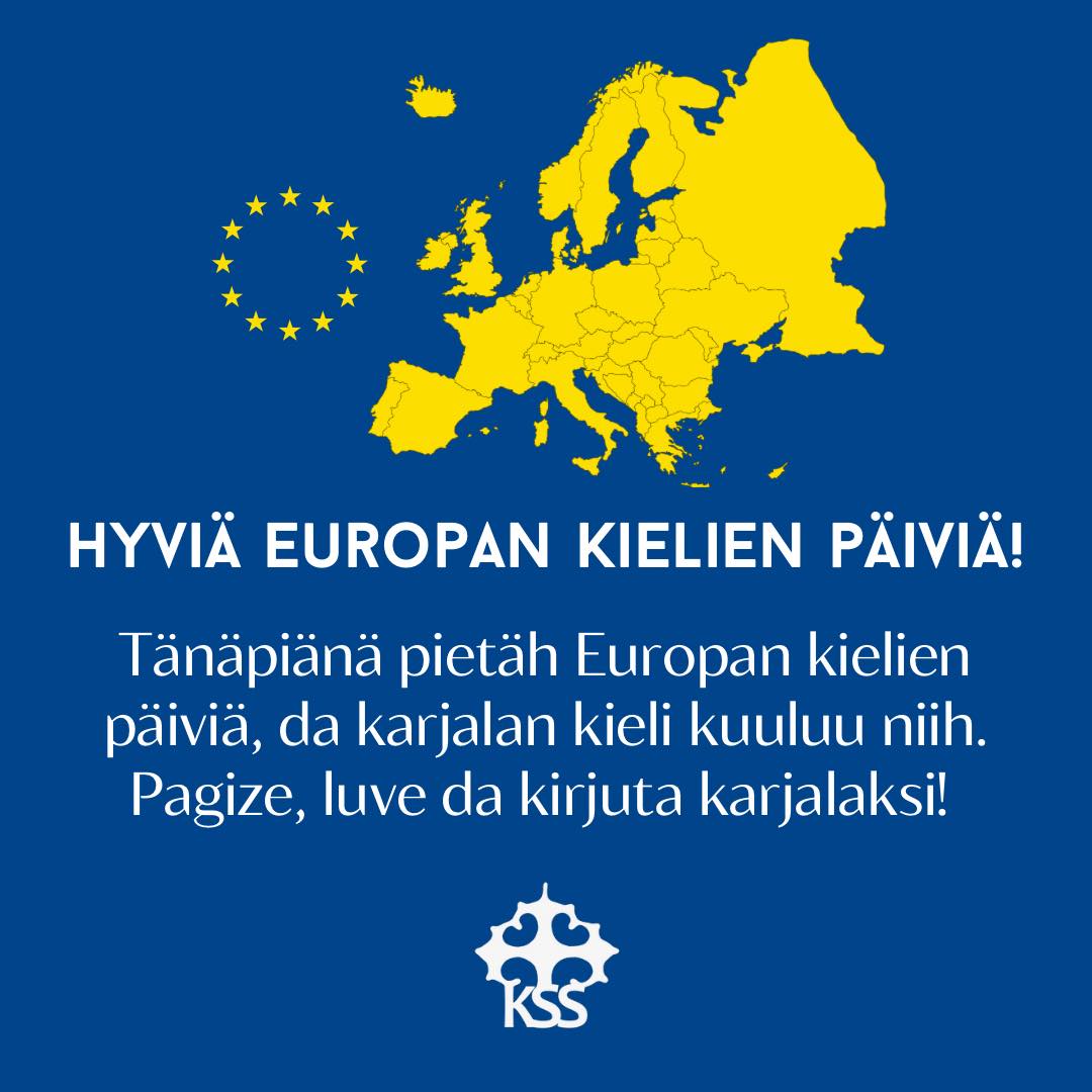 KSS_tiijotus's tweet photo. Hyvyä Europan kielien päivyä!
Hyviä Europan kielien päiviä!
Hyviä Euroupan kielien päiviä!
Tänäpiänä pietäh Europan kielien päivyä, ta karjalan kieli kuuluu niih. Pakaja, luve ta kirjuta karjalakši! https://t.co/QzGVfOFOHs