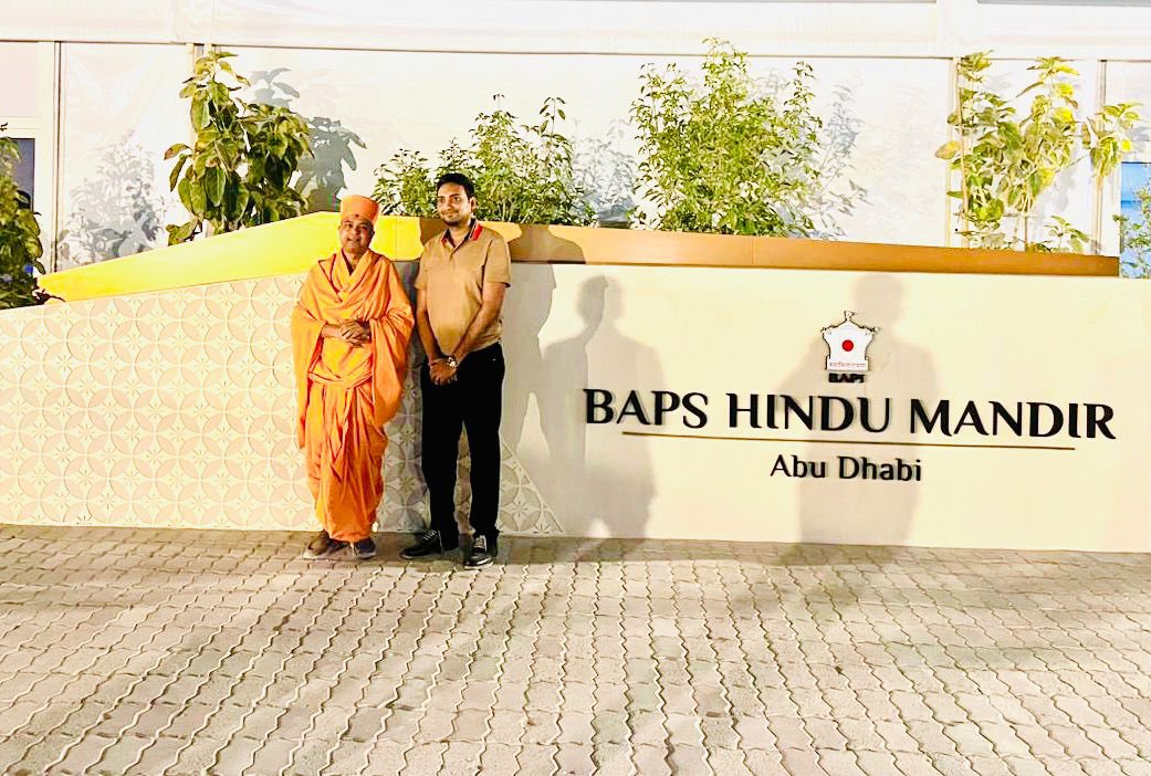 Honored to have met Brahm Vihari Swami Ji’s from #BAPS @AbuDhabiMandir, Feeling blessed and inspired by the enlightening conversation and spiritual wisdom. 🙏 #Spirituality #Blessings #Wisdom