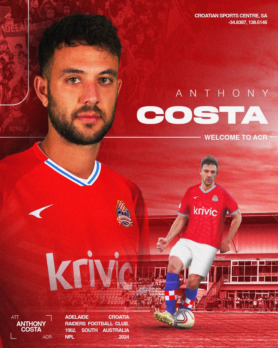 CroatiaRaiders's tweet image. Adelaide Croatia is thrilled to announce another fantastic signing for season 2024, sharpshooter Anthony Costa 👊🇭🇷 #ACR #croatiaraiders