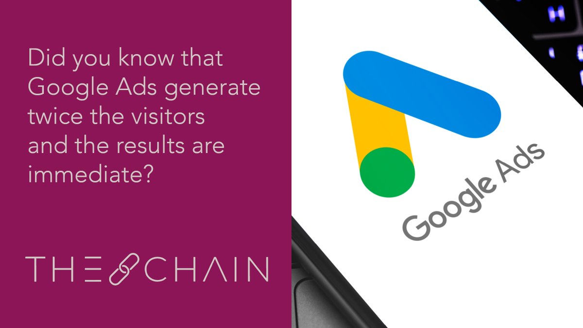 Everyone knows that good SEO drives relevant website visitors, but did you know that Google Ads generate twice the visitors and the results are immediate? (Hubspot 2023)
Talk to The Chain: thechainagency.co.uk/services/#Webs…

#SEOMarketing #WebsiteMarketing