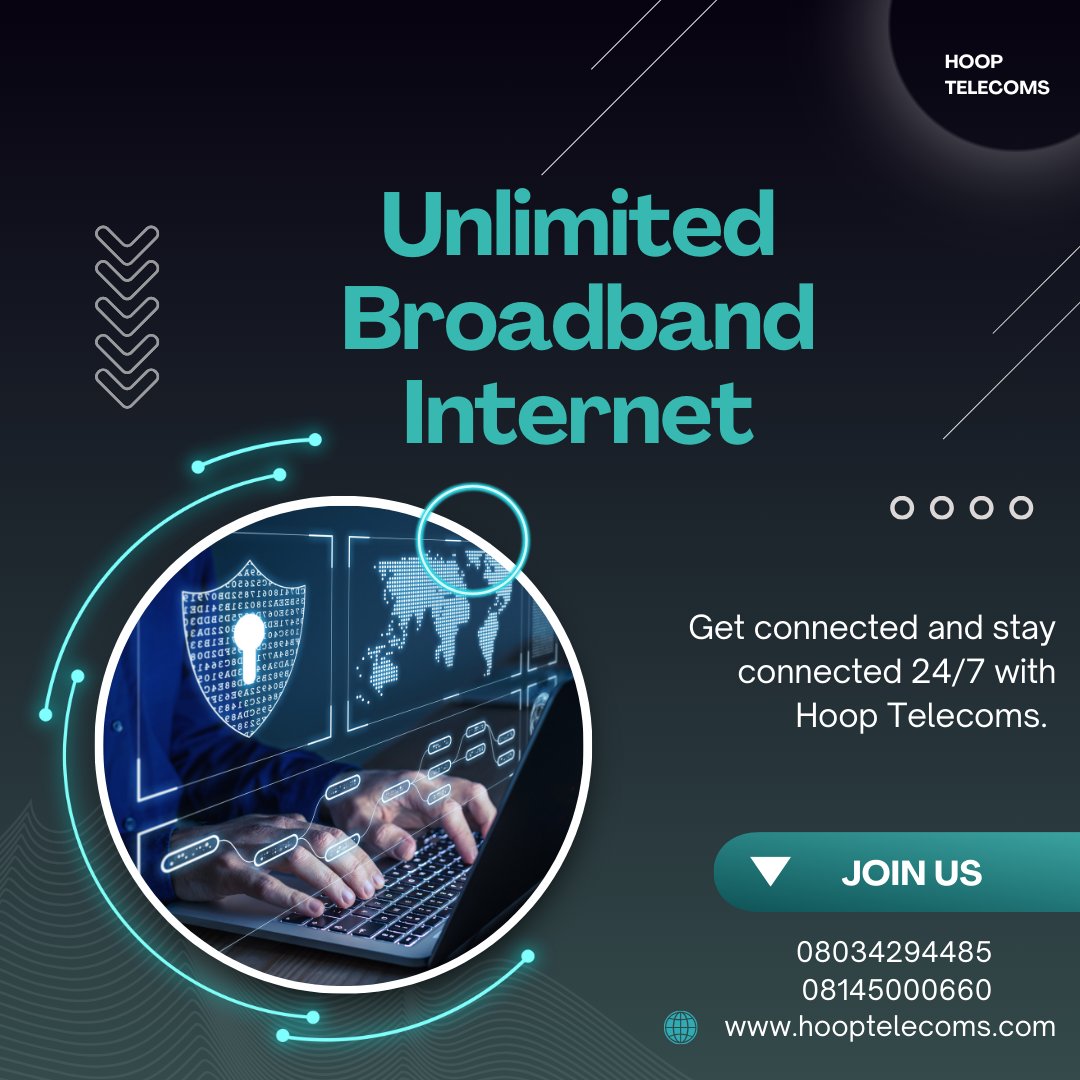 TelecomsHoop's tweet photo. Stay connected always. Stream without buffers and enjoy top quality internet service 24/7.

Call 08034294485 or 08145000600 to sign up.
https://t.co/h1yQn0ZzYt

#hooptelecoms #unlimitedbroadband #24hservice #reliableinternet #StayConnected #Arrested #Nurse https://t.co/Ozsom3aLB3