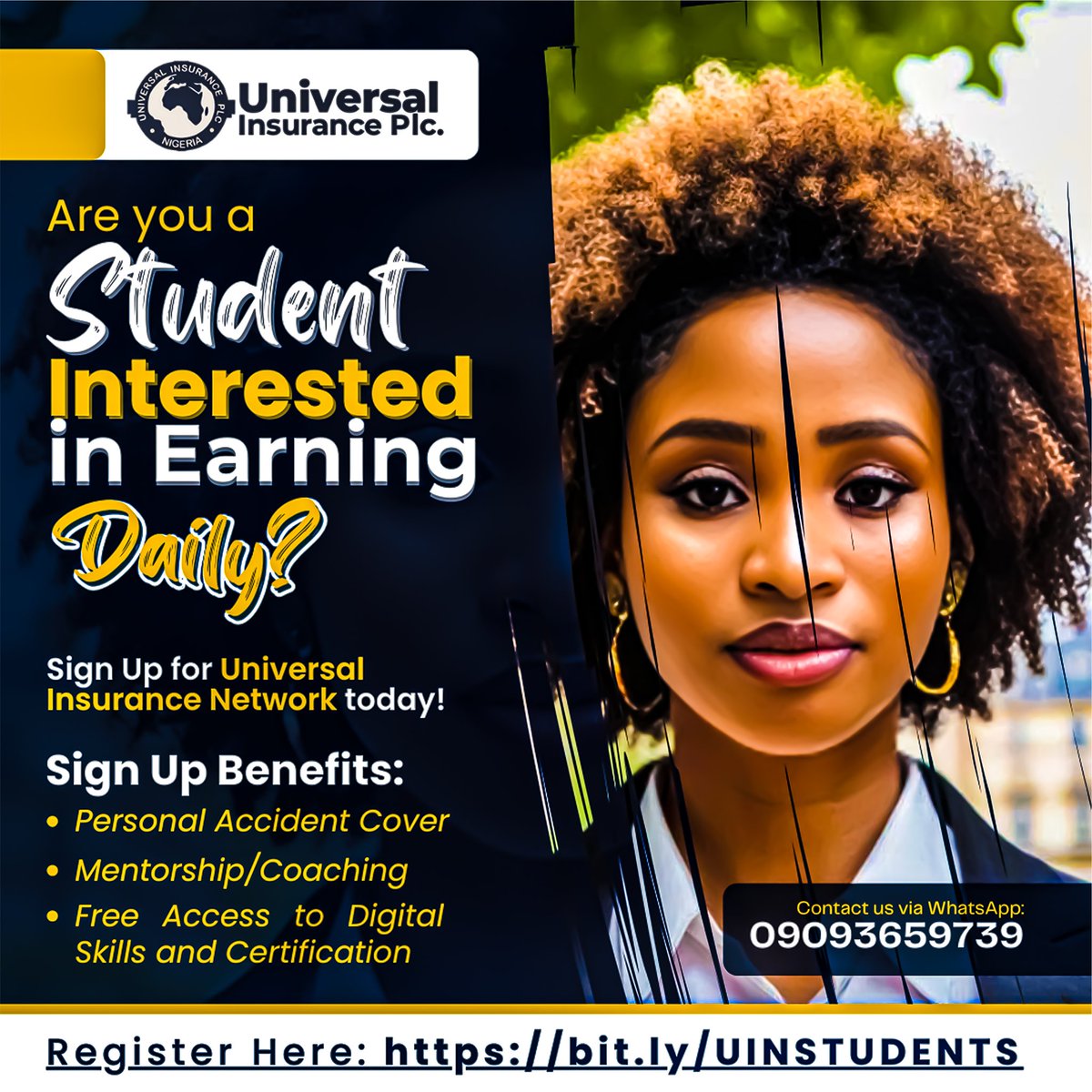 uniinsurancenet's tweet image. Register today via the link below 👇
bit.ly/UINSTUDENTS

#universalinsuranceplc #universalinsurancenetwork #universalinsurancemobileapp #universalinsurancelaunching #universalinsuranceunveiling #universalunveiling #universalmobileapp #universallaunching #unisurelaunching