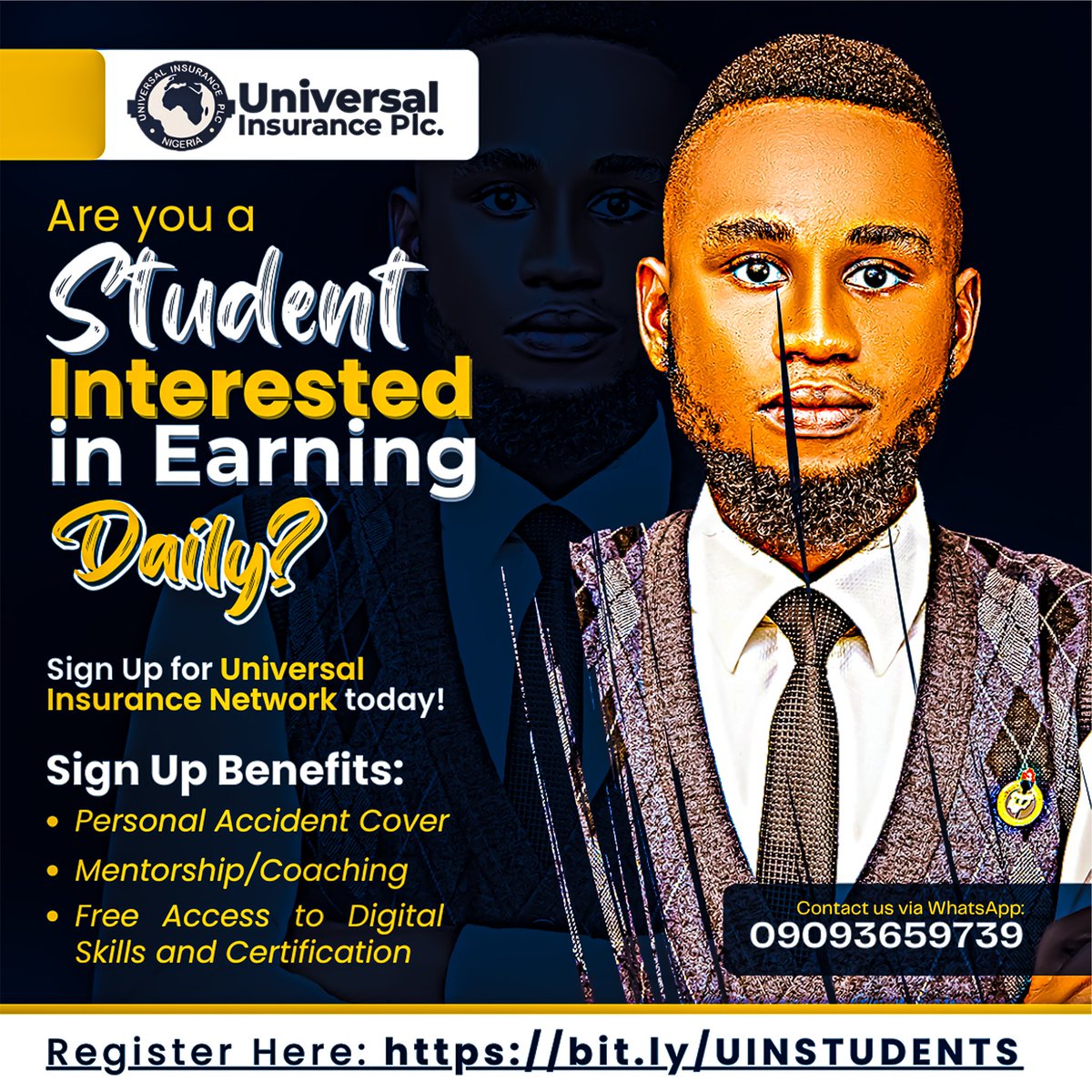 uniinsurancenet's tweet image. Register today via the link below 👇
bit.ly/UINSTUDENTS

#universalinsuranceplc #universalinsurancenetwork #universalinsurancemobileapp #universalinsurancelaunching #universalinsuranceunveiling #universalunveiling #universalmobileapp #universallaunching #unisurelaunching