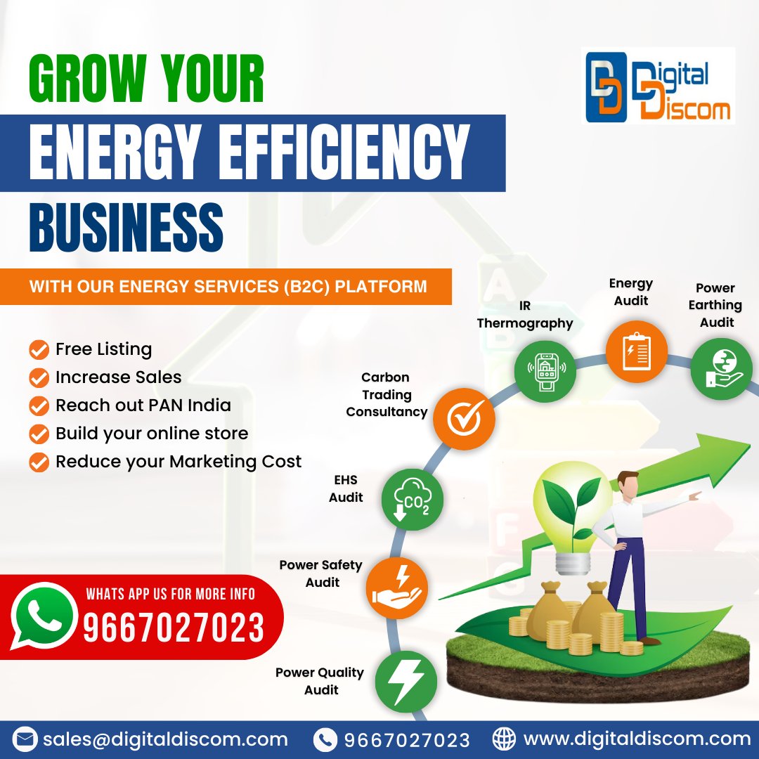 DigitalDiscom's tweet photo. !!Registration is 100% FREE!!

Are you Looking for a platform to give a kick to your business? Then look no further! Join our Energy services (B2C) platform at Digital Discom today.

Click below to join us!  
https://t.co/LnqvJZiX61
.
.
#EnergyEfficiency #GreenEnergy #G20Bharat https://t.co/XoLBypJPoB